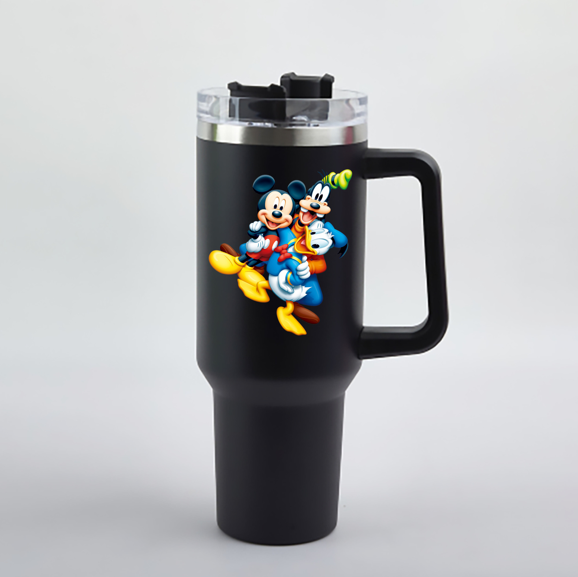 （画像用） ミッキーマウス Mickey Mouse 1200mL車用タンブラー - クリスタルステッカー（プラスチックストロー付き）