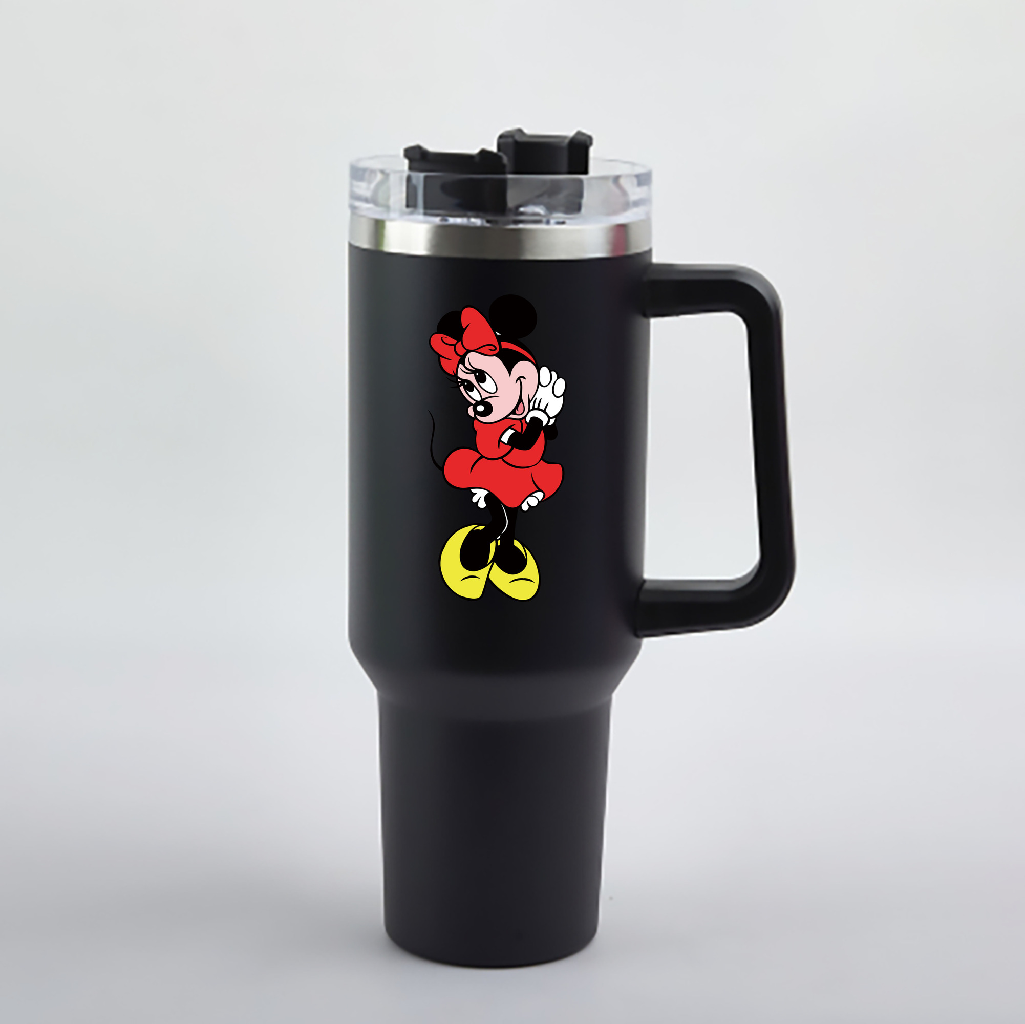 （画像用） ミッキーマウス Mickey Mouse 1200mL車用タンブラー - クリスタルステッカー（プラスチックストロー付き）