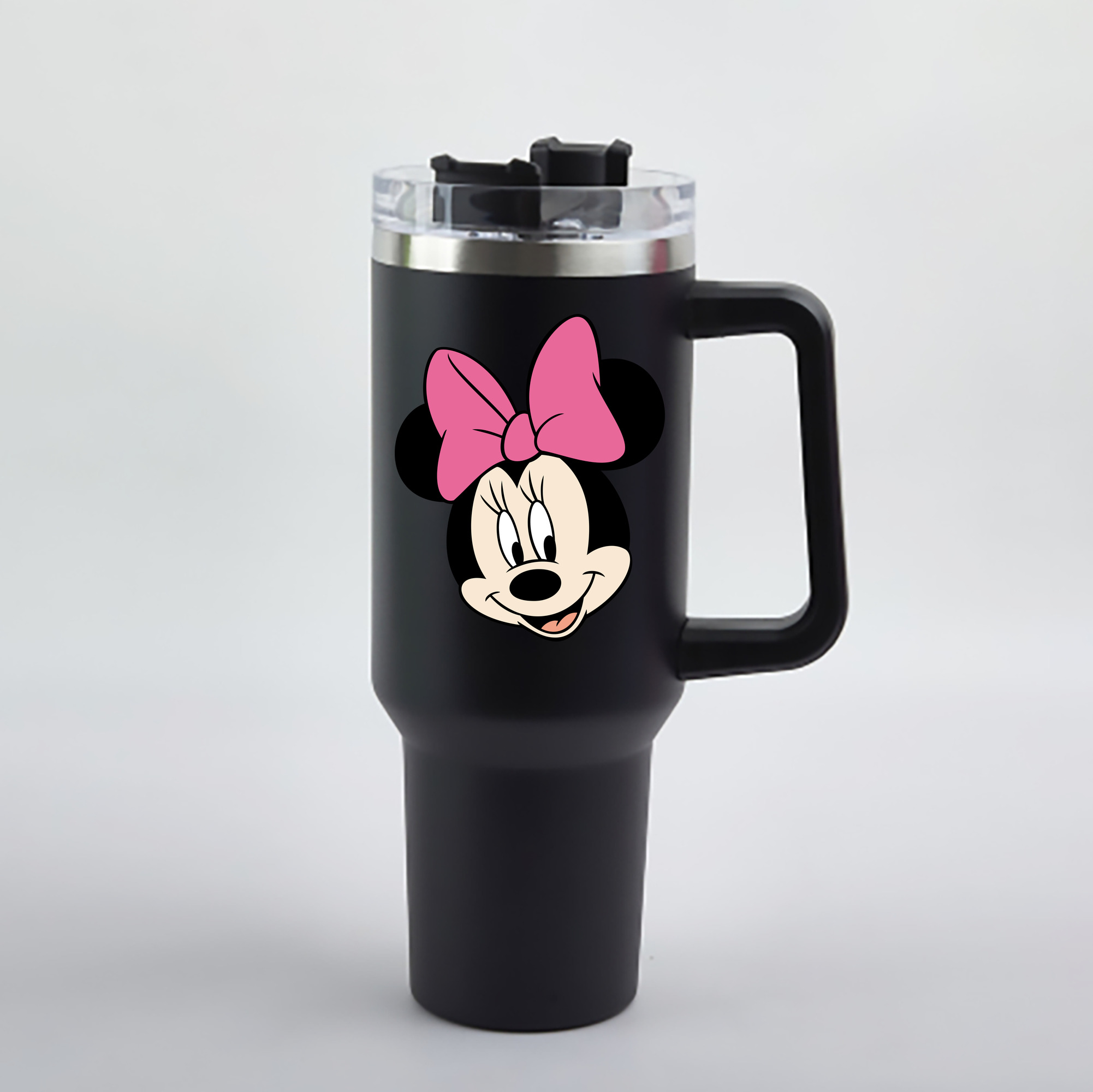 （画像用） ミッキーマウス Mickey Mouse 1200mL車用タンブラー - クリスタルステッカー（プラスチックストロー付き）