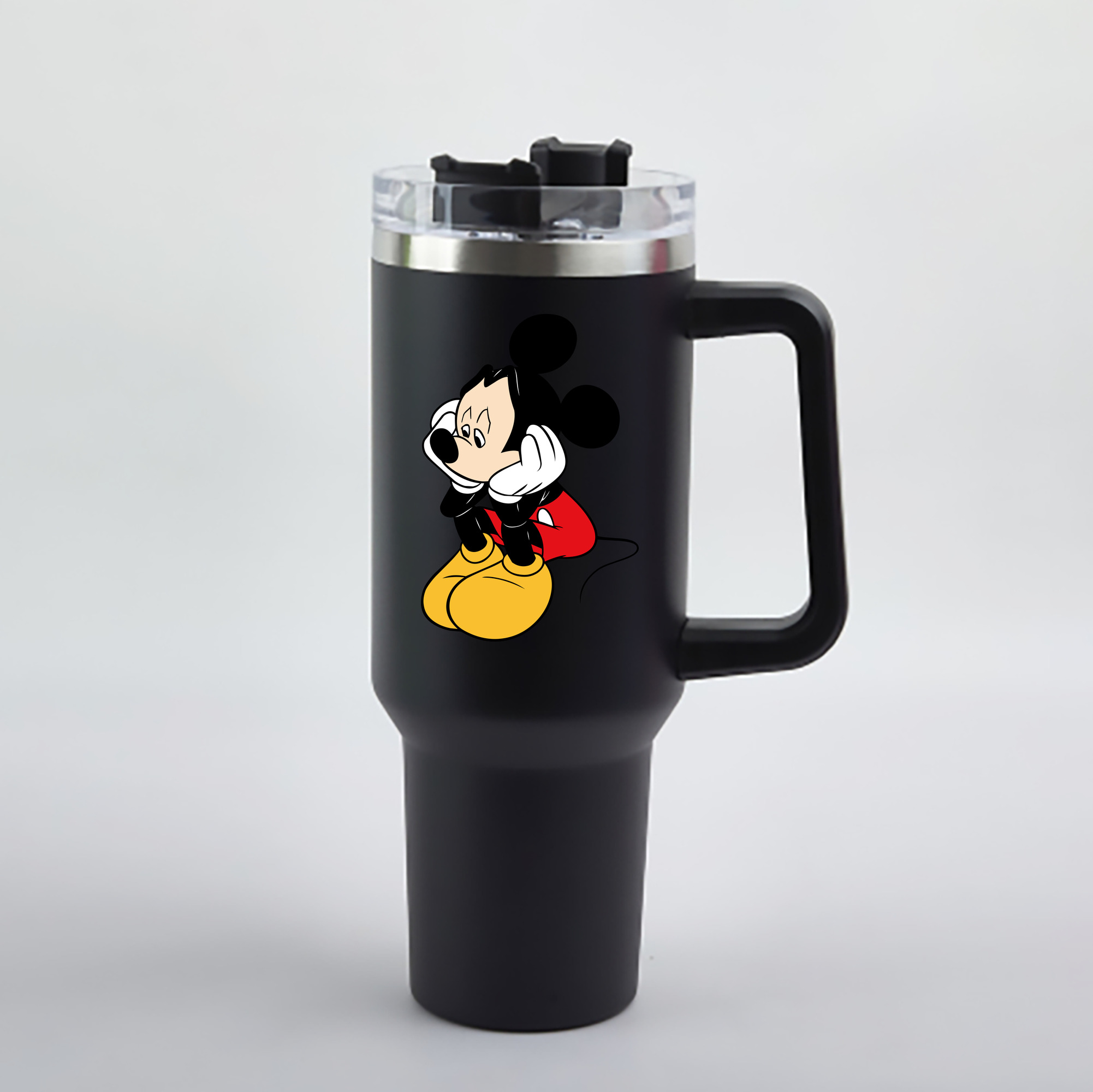 （画像用） ミッキーマウス Mickey Mouse 1200mL車用タンブラー - クリスタルステッカー（プラスチックストロー付き）