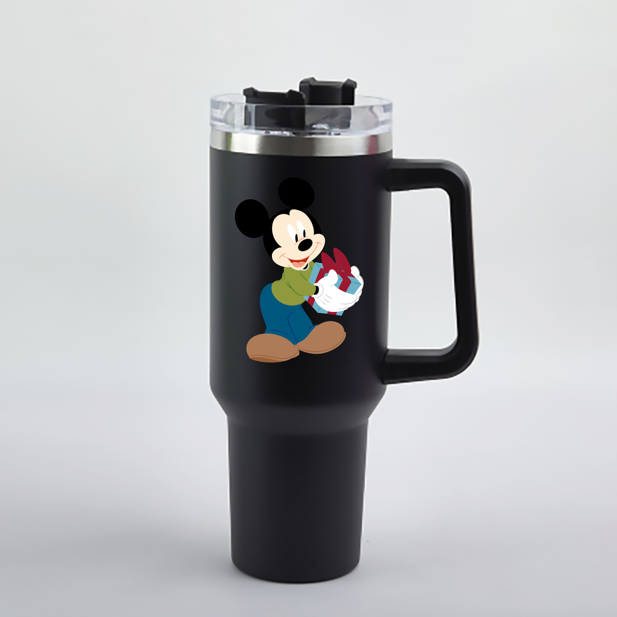 （画像用） ミッキーマウス Mickey Mouse 1200mL車用タンブラー - クリスタルステッカー（プラスチックストロー付き）