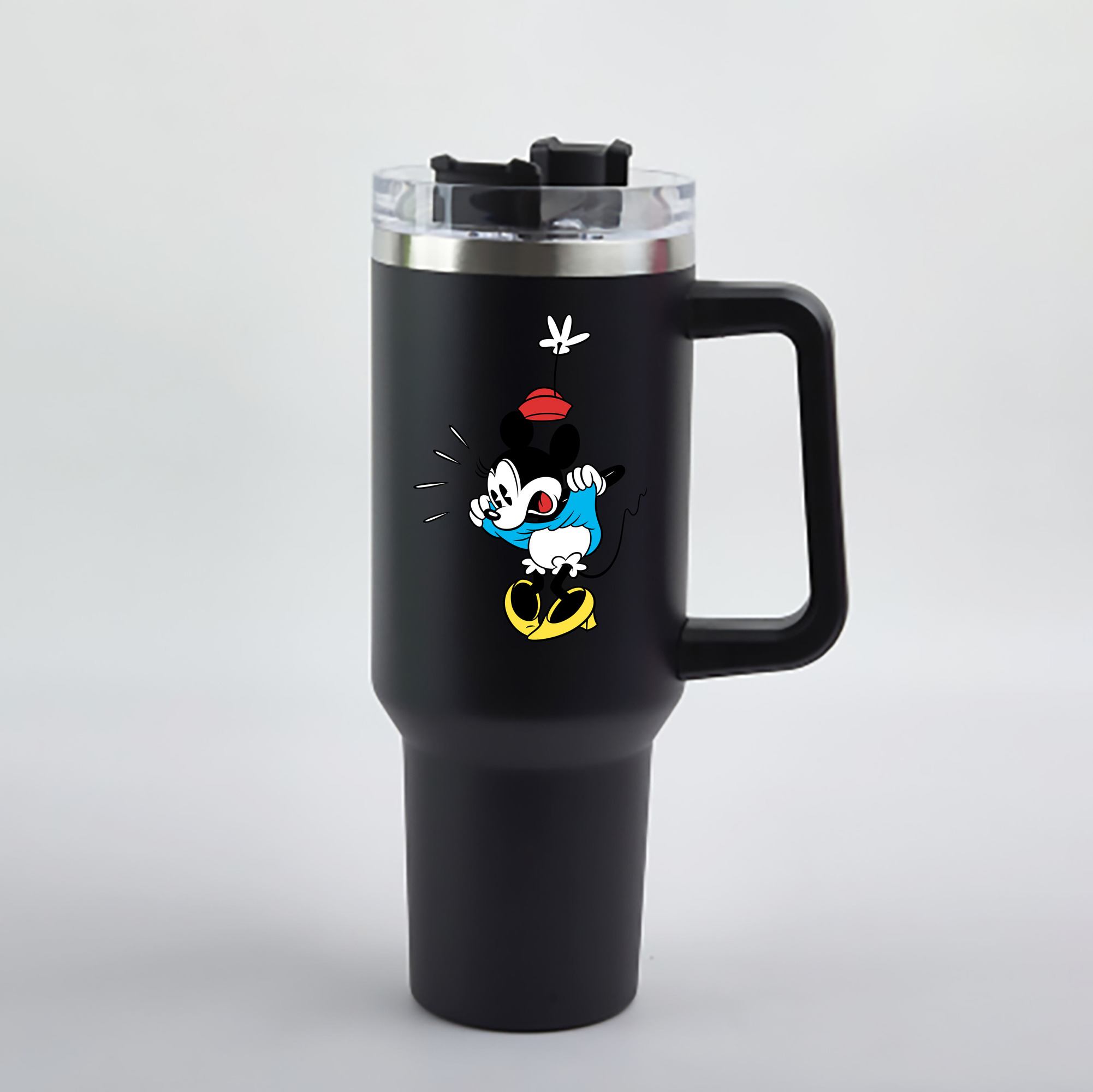 ミッキーマウス Mickey Mouse 1200mL車用タンブラー - クリスタルステッカー（プラスチックストロー付き）