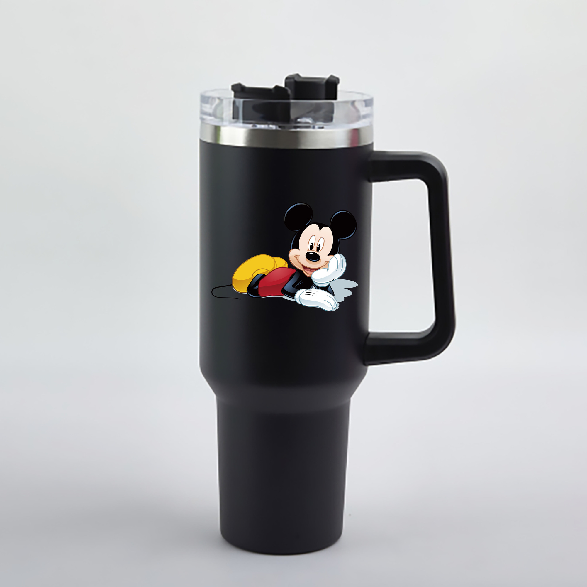 （画像用） ミッキーマウス Mickey Mouse 1200mL車用タンブラー - クリスタルステッカー（プラスチックストロー付き）