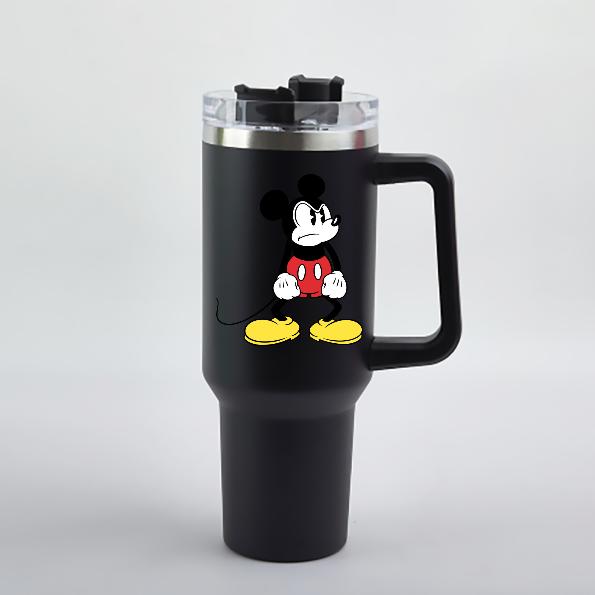 （画像用） ミッキーマウス Mickey Mouse 1200mL車用タンブラー - クリスタルステッカー（プラスチックストロー付き）