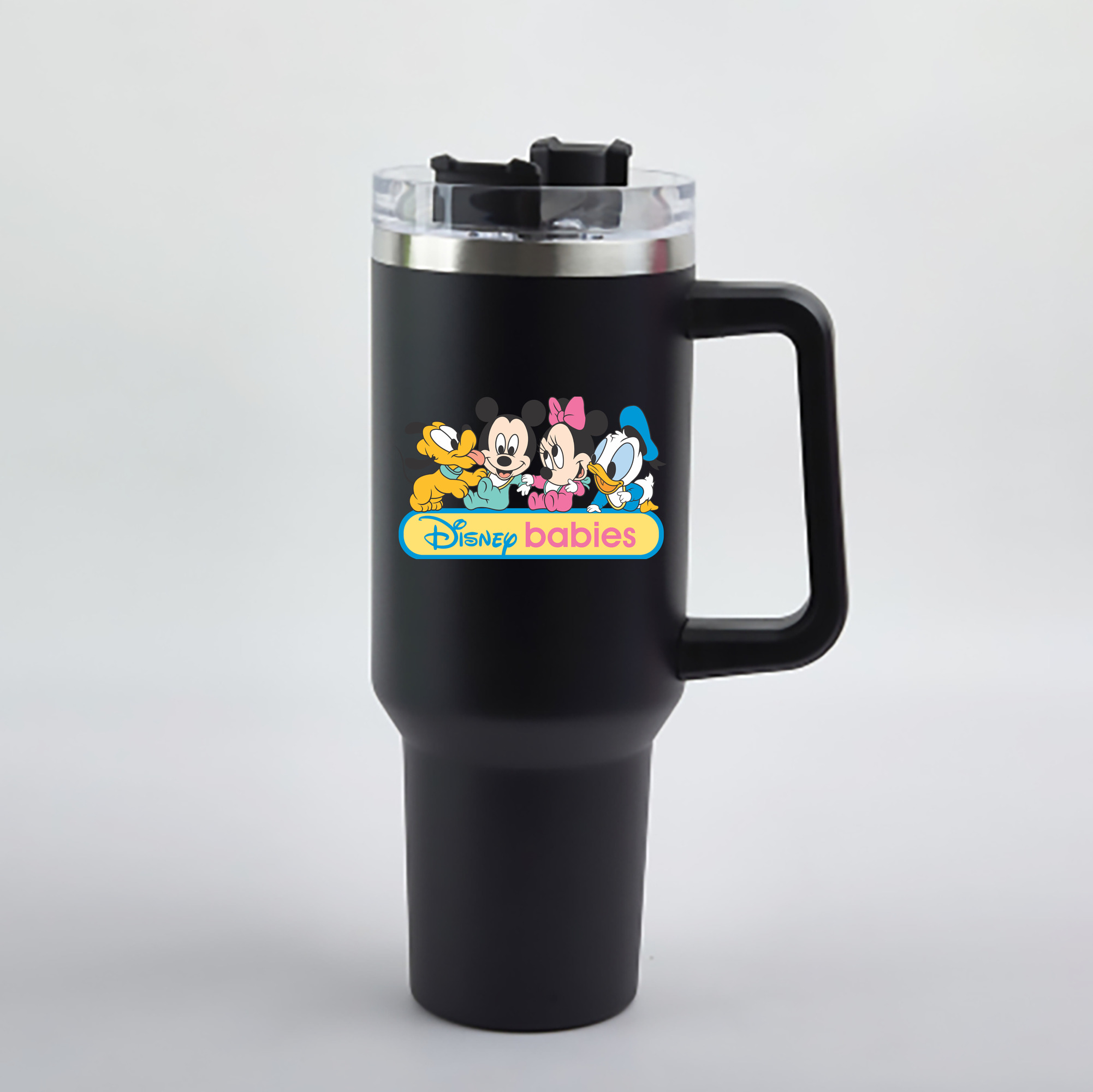 （画像用） ミッキーマウス Mickey Mouse 1200mL車用タンブラー - クリスタルステッカー（プラスチックストロー付き）