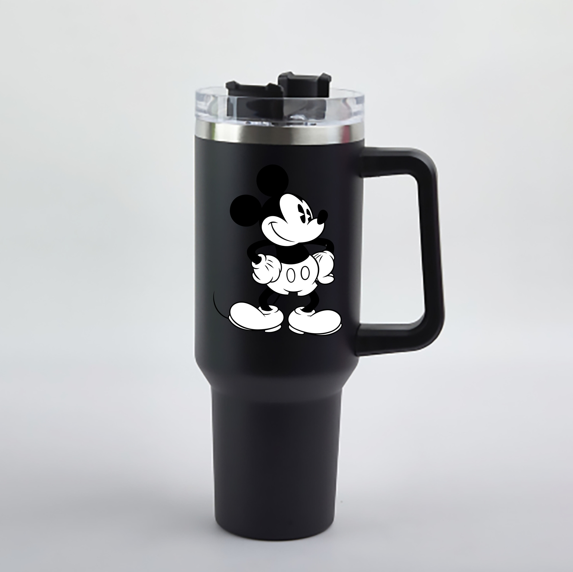 （画像用） ミッキーマウス Mickey Mouse 1200mL車用タンブラー - クリスタルステッカー（プラスチックストロー付き）