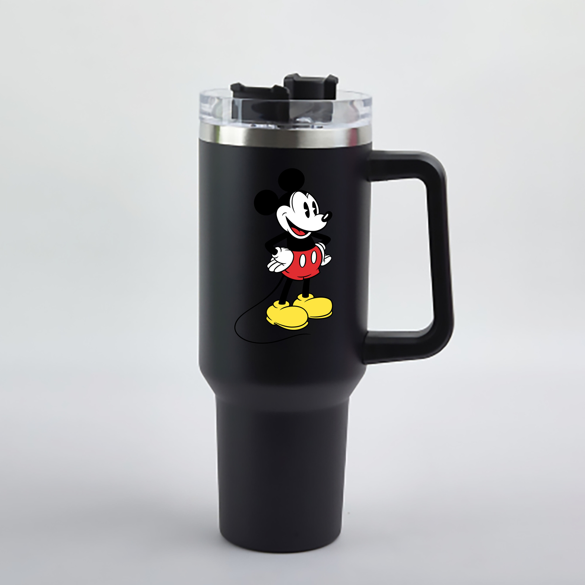 （画像用） ミッキーマウス Mickey Mouse 1200mL車用タンブラー - クリスタルステッカー（プラスチックストロー付き）