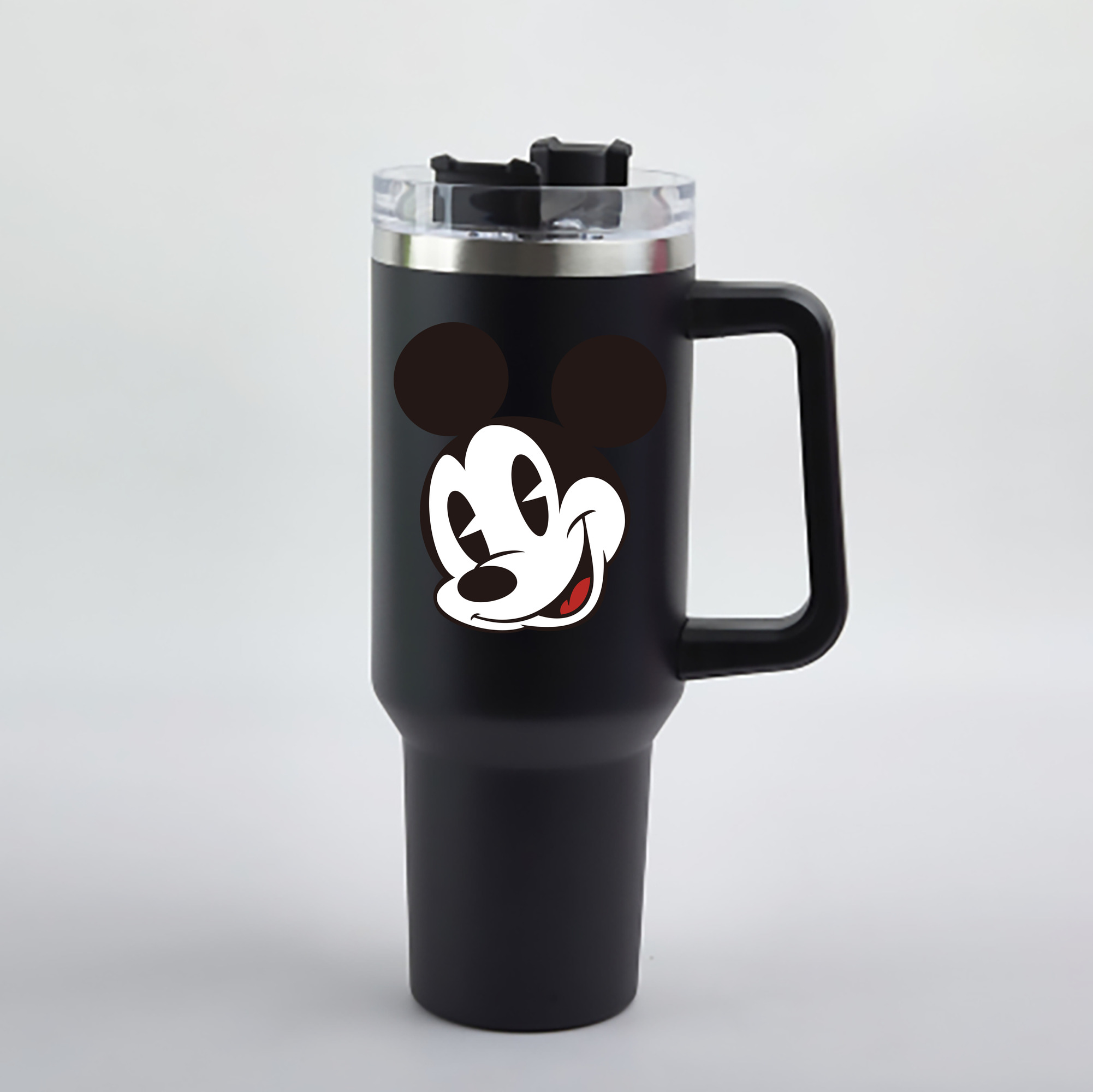 （画像用） ミッキーマウス Mickey Mouse 1200mL車用タンブラー - クリスタルステッカー（プラスチックストロー付き）