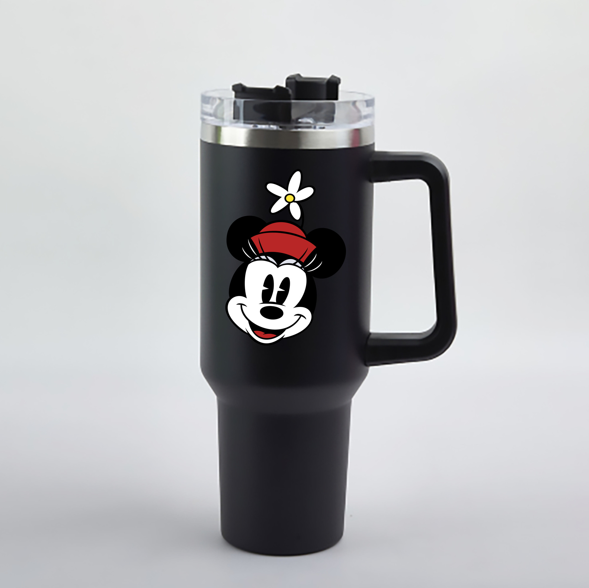 （画像用） ミッキーマウス Mickey Mouse 1200mL車用タンブラー - クリスタルステッカー（プラスチックストロー付き）
