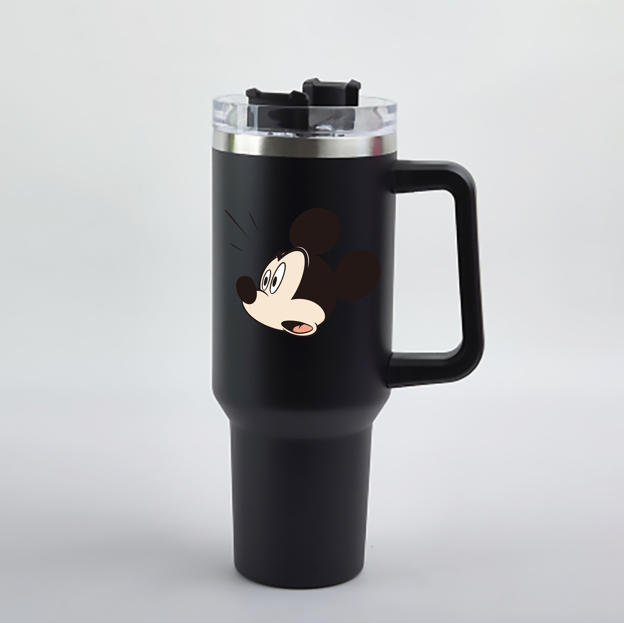 （画像用） ミッキーマウス Mickey Mouse 1200mL車用タンブラー - クリスタルステッカー（プラスチックストロー付き）