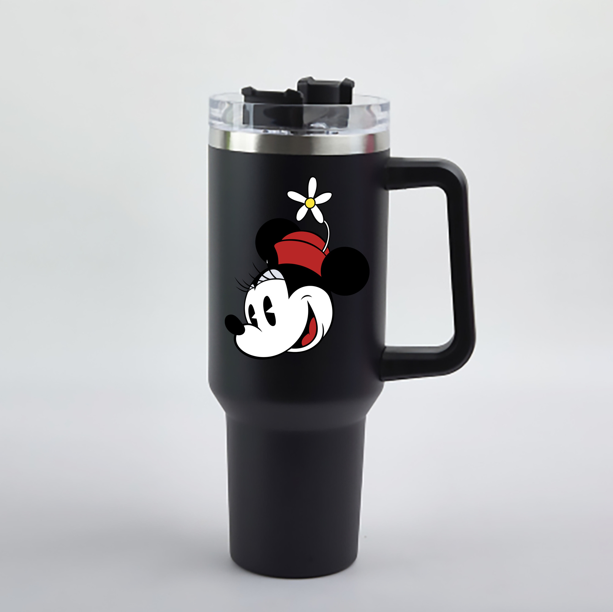 （画像用） ミッキーマウス Mickey Mouse 1200mL車用タンブラー - クリスタルステッカー（プラスチックストロー付き）