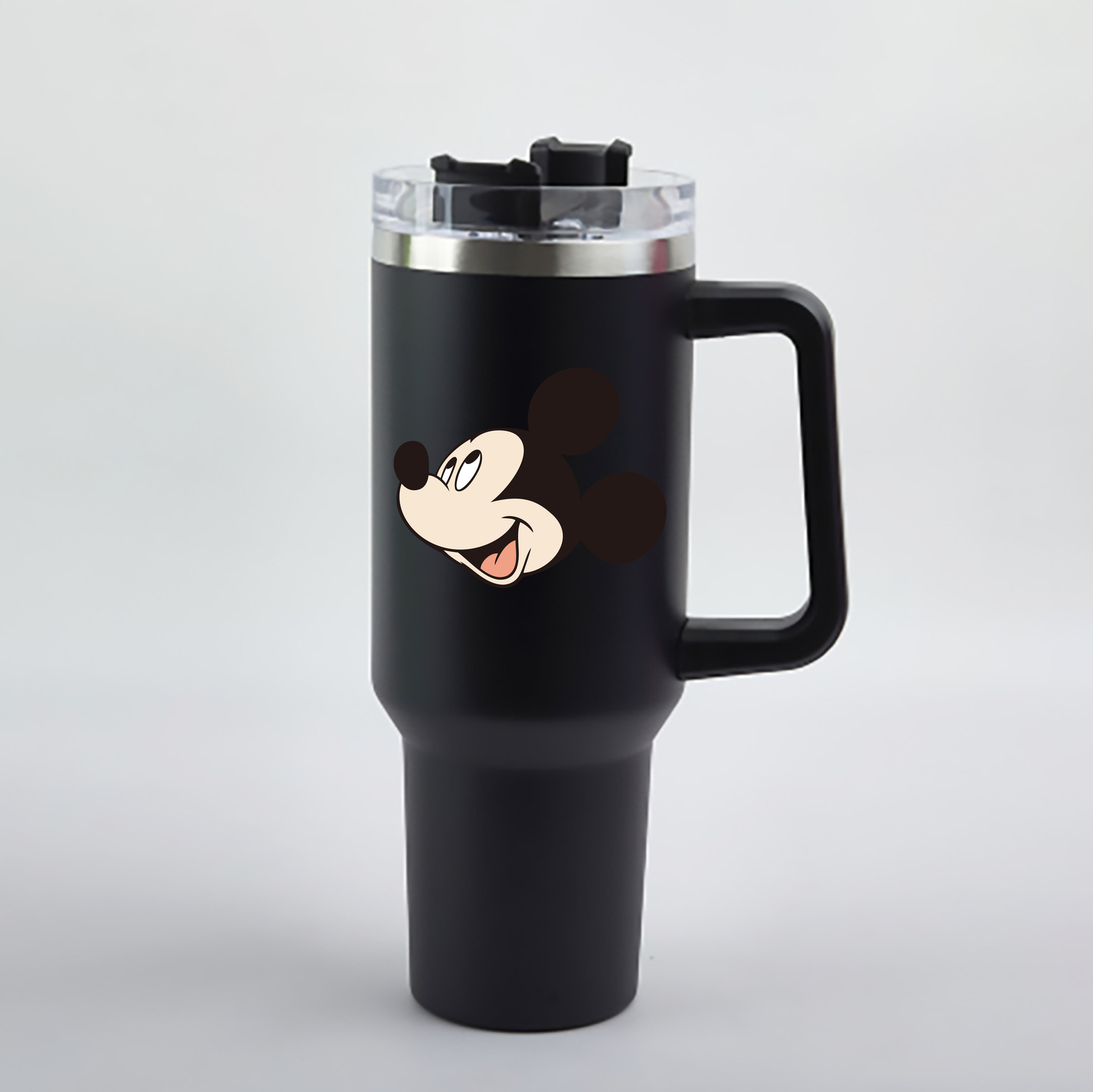 （画像用） ミッキーマウス Mickey Mouse 1200mL車用タンブラー - クリスタルステッカー（プラスチックストロー付き）
