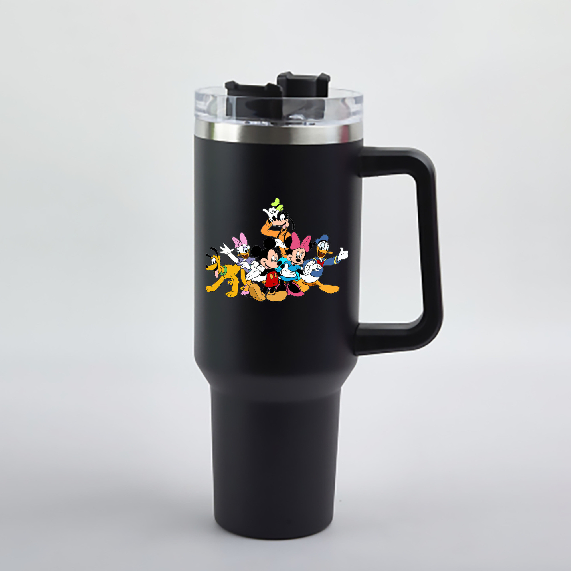 （画像用） ミッキーマウス Mickey Mouse 1200mL車用タンブラー - クリスタルステッカー（プラスチックストロー付き）
