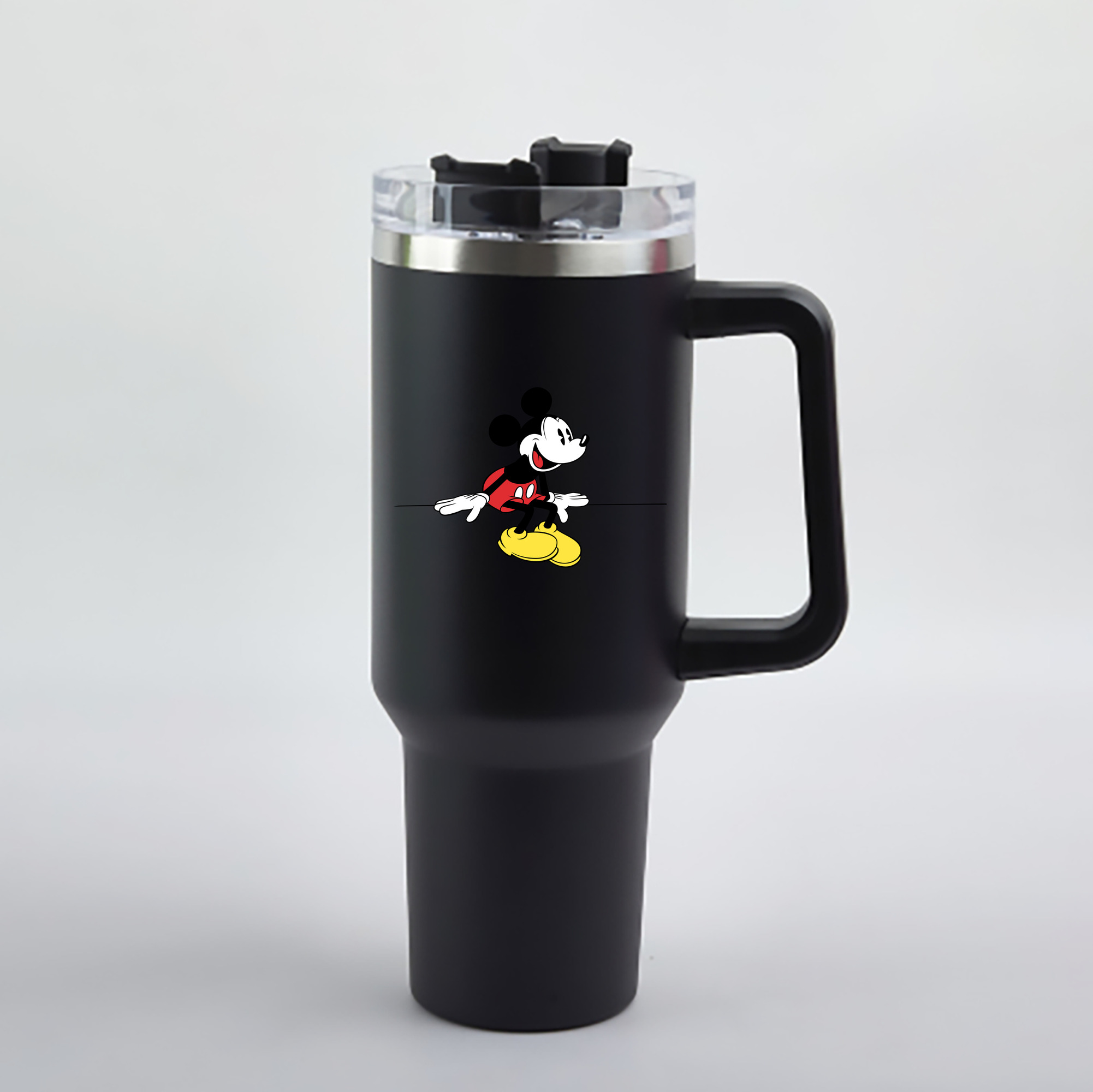 （画像用） ミッキーマウス Mickey Mouse 1200mL車用タンブラー - クリスタルステッカー（プラスチックストロー付き）