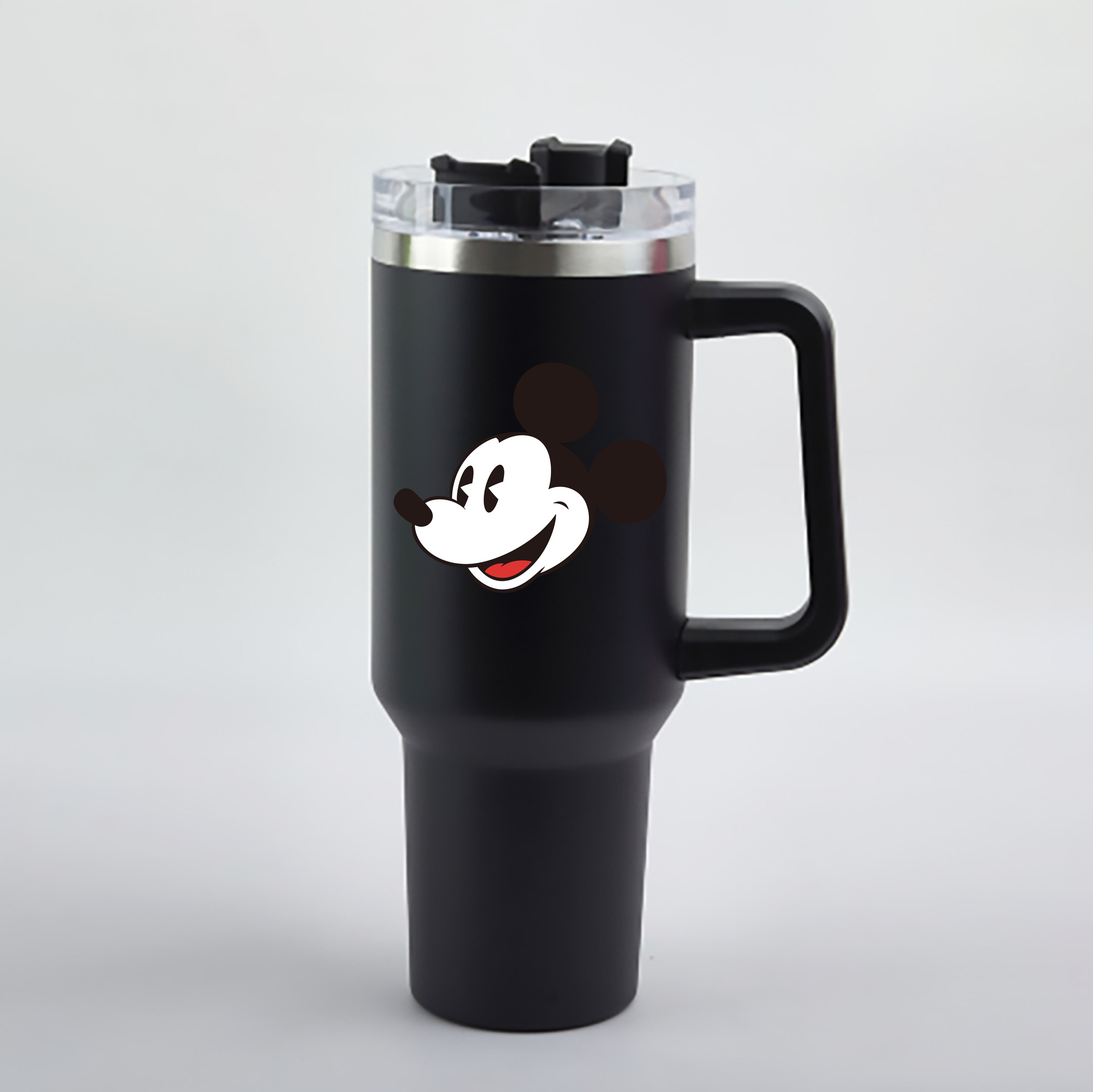 （画像用） ミッキーマウス Mickey Mouse 1200mL車用タンブラー - クリスタルステッカー（プラスチックストロー付き）