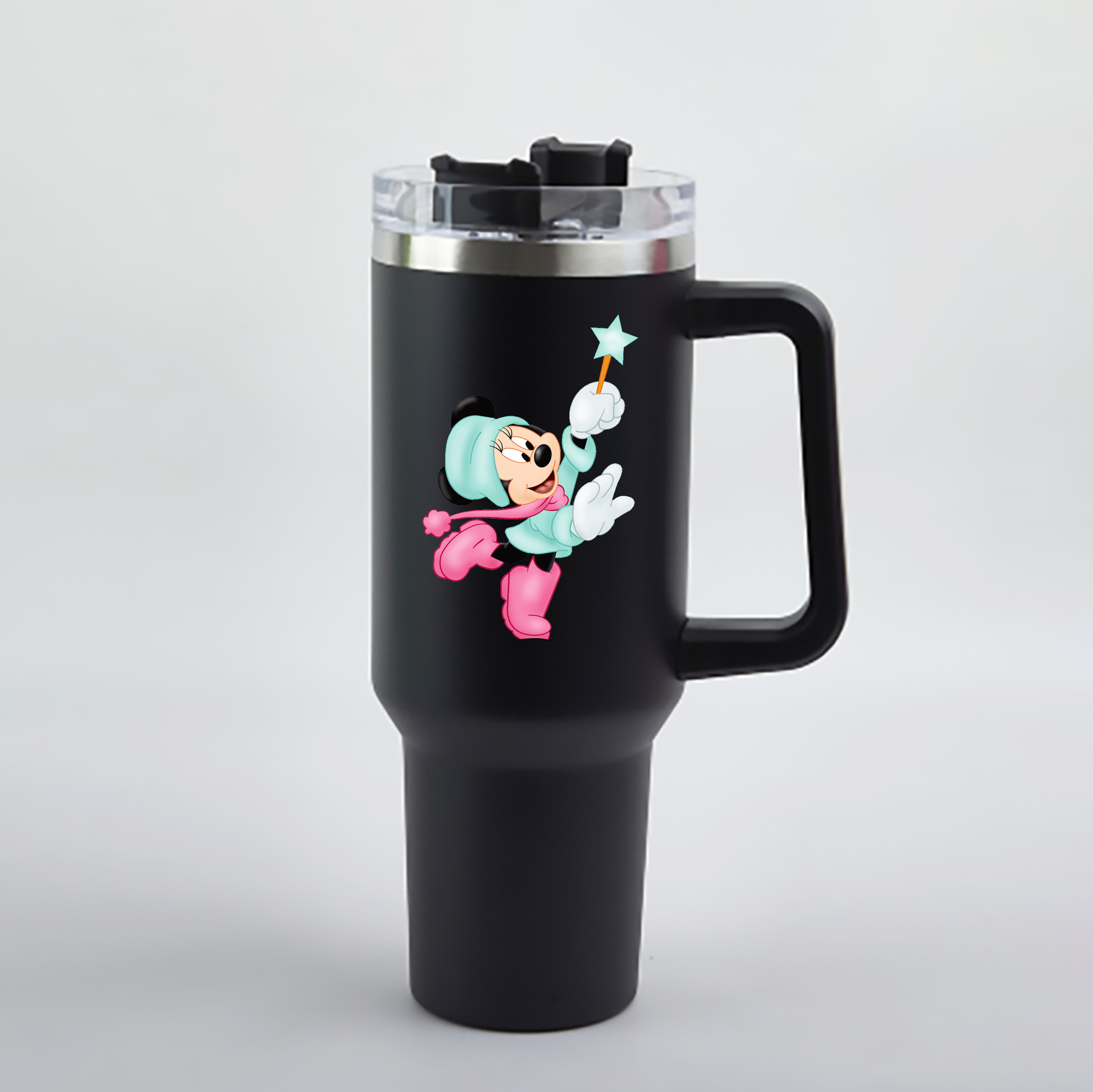 （画像用） ミッキーマウス Mickey Mouse 1200mL車用タンブラー - クリスタルステッカー（プラスチックストロー付き）