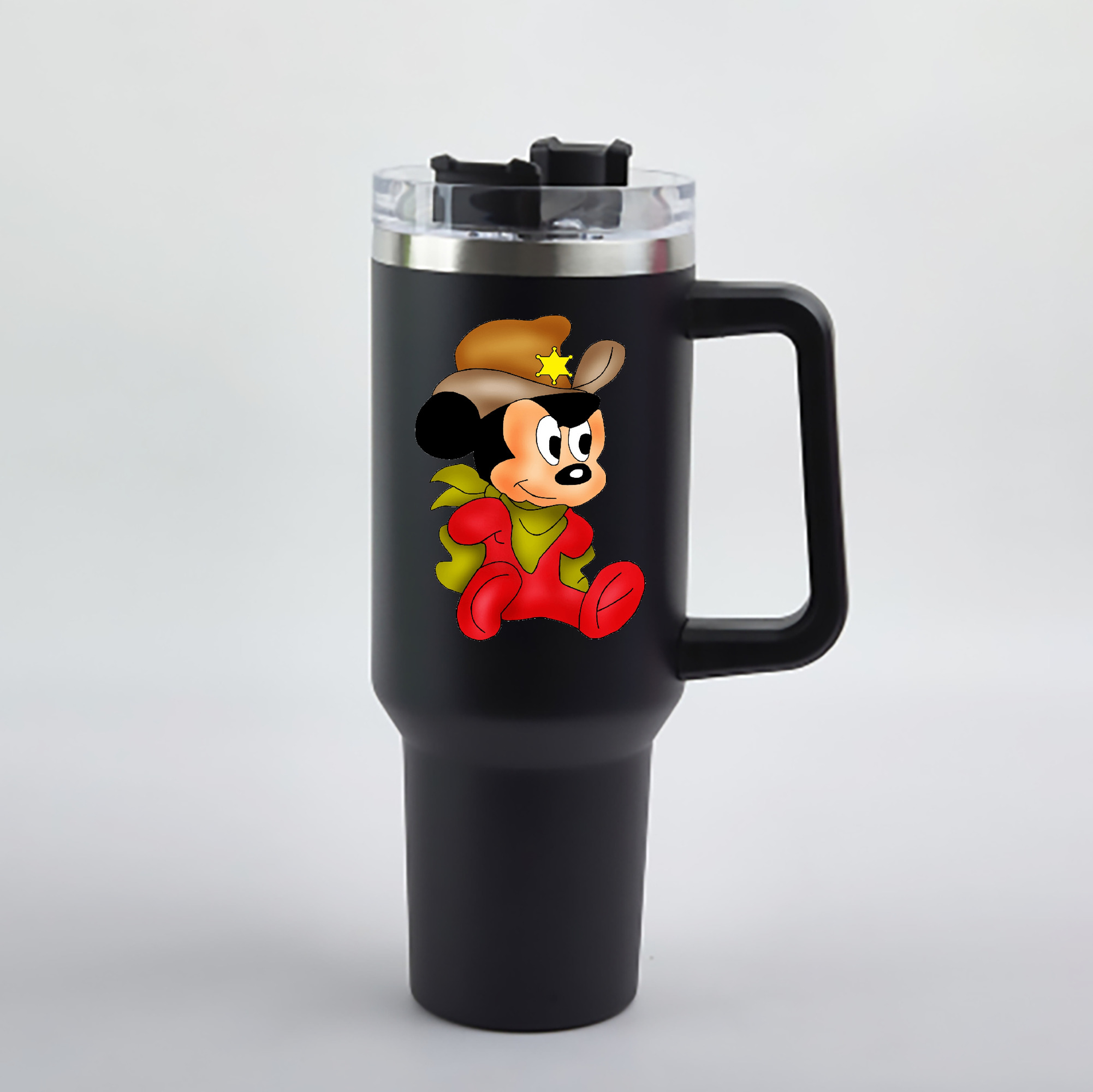 （画像用） ミッキーマウス Mickey Mouse 1200mL車用タンブラー - クリスタルステッカー（プラスチックストロー付き）