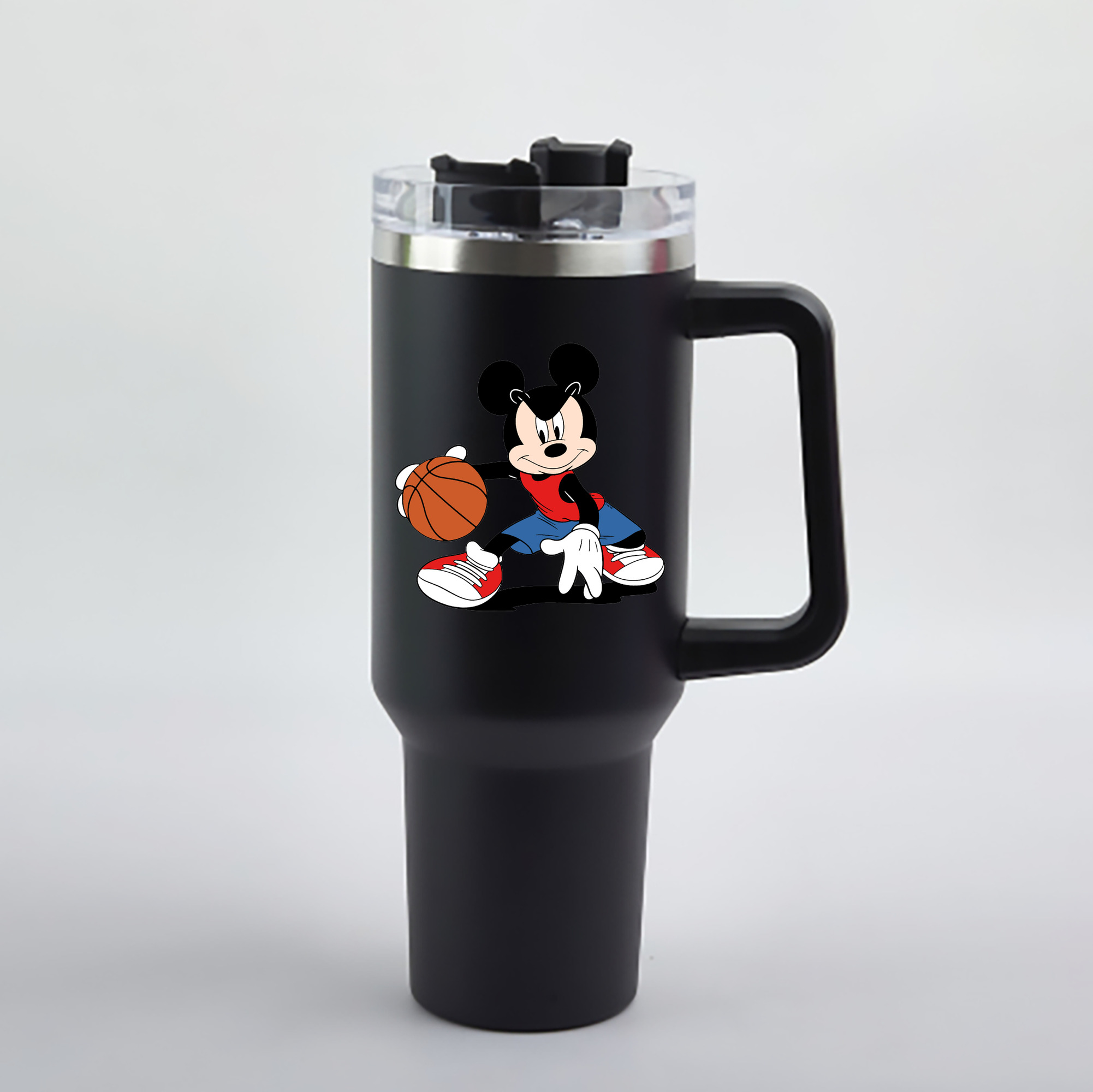 （画像用） ミッキーマウス Mickey Mouse 1200mL車用タンブラー - クリスタルステッカー（プラスチックストロー付き）