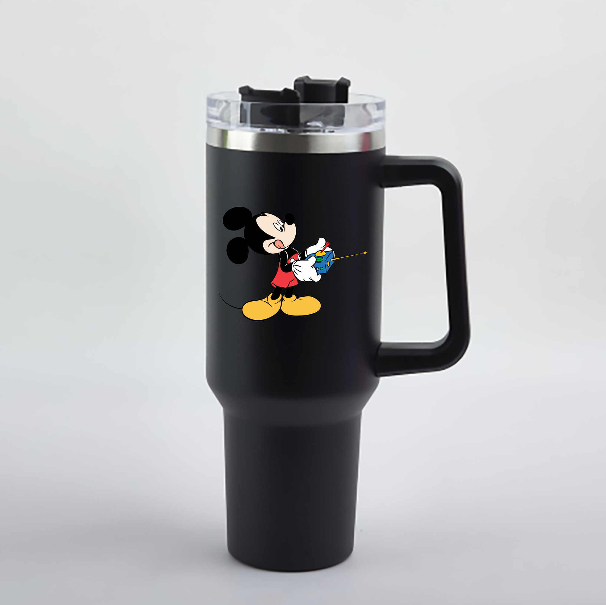 （画像用） ミッキーマウス Mickey Mouse 1200mL車用タンブラー - クリスタルステッカー（プラスチックストロー付き）