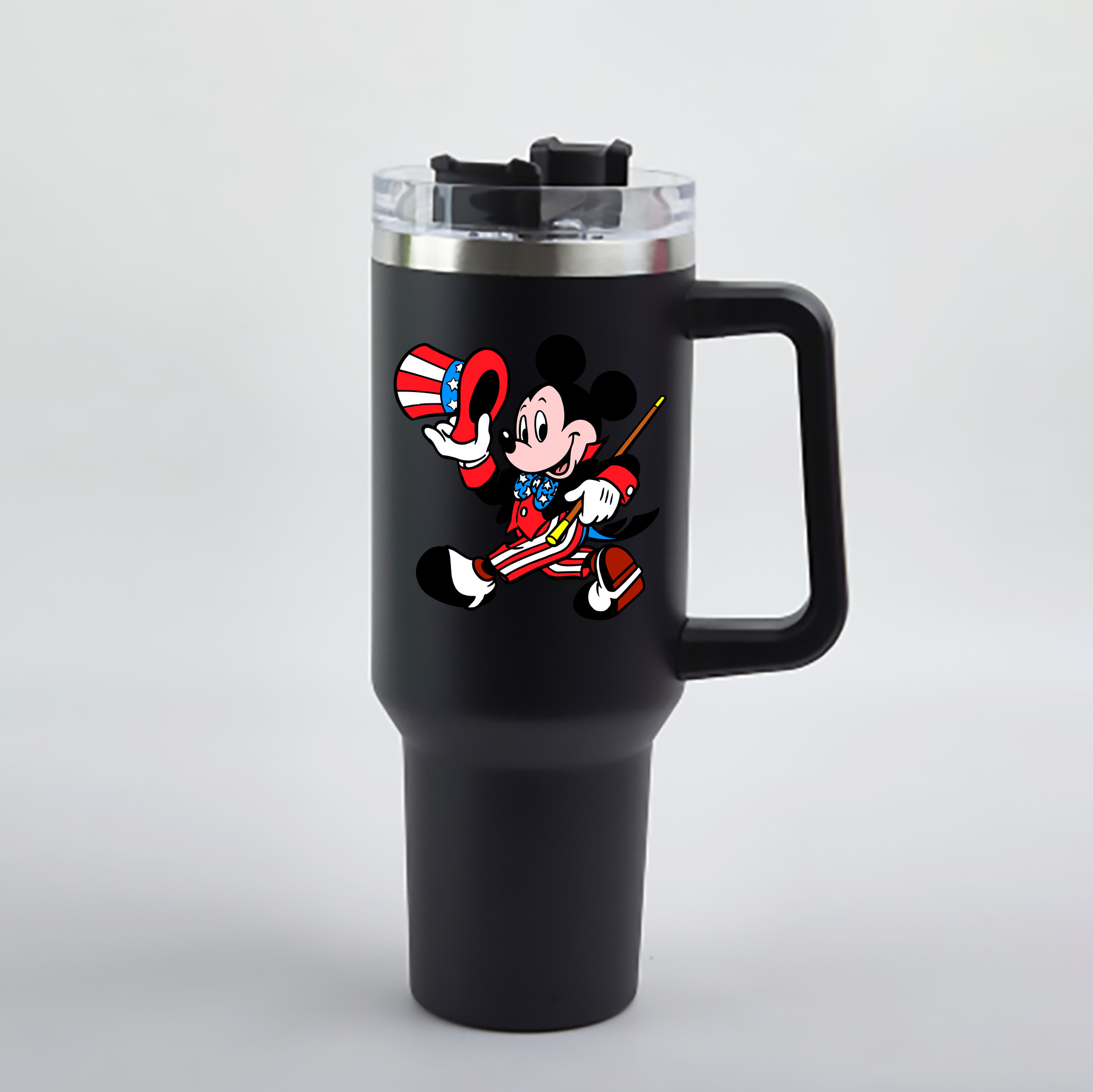 （画像用） ミッキーマウス Mickey Mouse 1200mL車用タンブラー - クリスタルステッカー（プラスチックストロー付き）