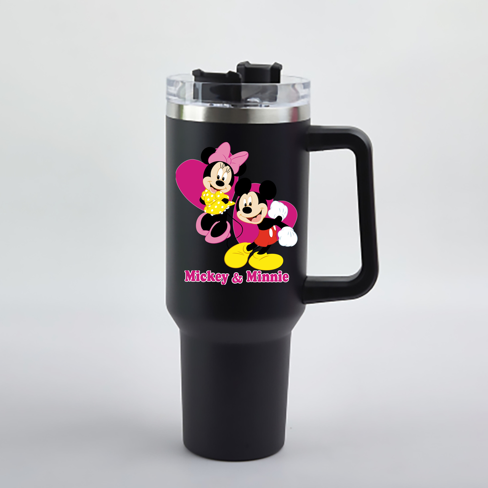 （画像用） ミッキーマウス Mickey Mouse 1200mL車用タンブラー - クリスタルステッカー（プラスチックストロー付き）