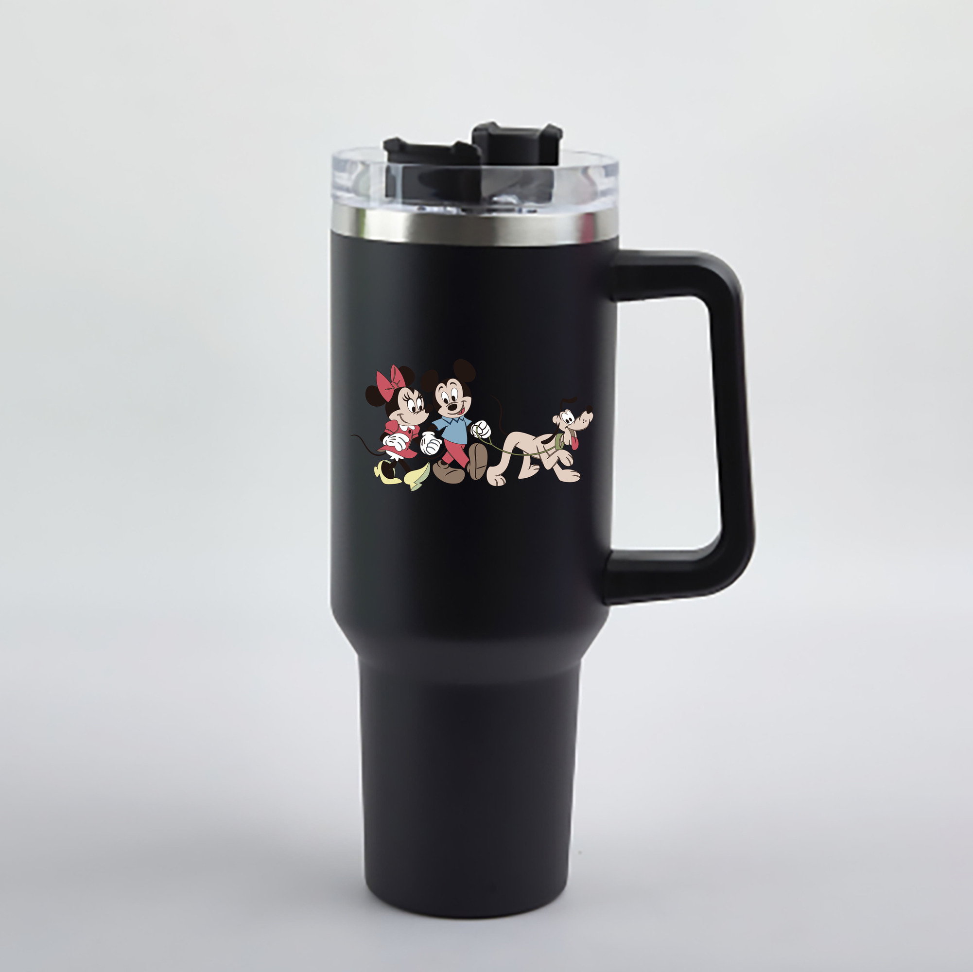 （画像用） ミッキーマウス Mickey Mouse 1200mL車用タンブラー - クリスタルステッカー（プラスチックストロー付き）