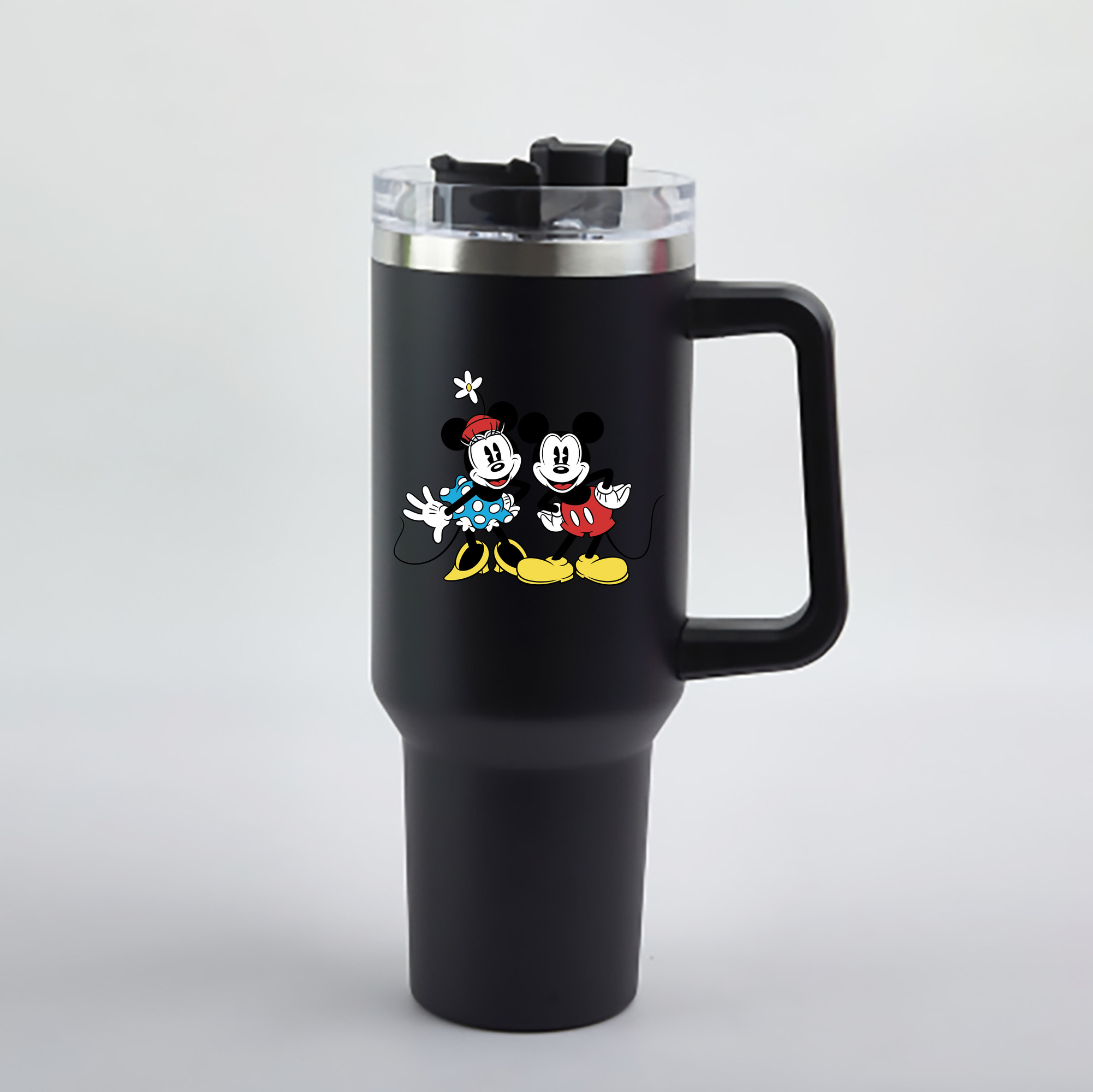 （画像用） ミッキーマウス Mickey Mouse 1200mL車用タンブラー - クリスタルステッカー（プラスチックストロー付き）