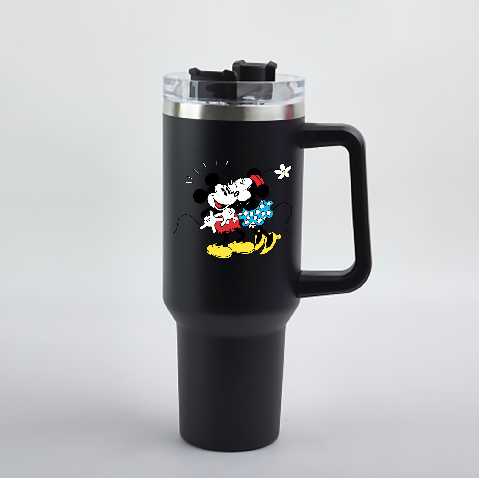 （画像用） ミッキーマウス Mickey Mouse 1200mL車用タンブラー - クリスタルステッカー（プラスチックストロー付き）
