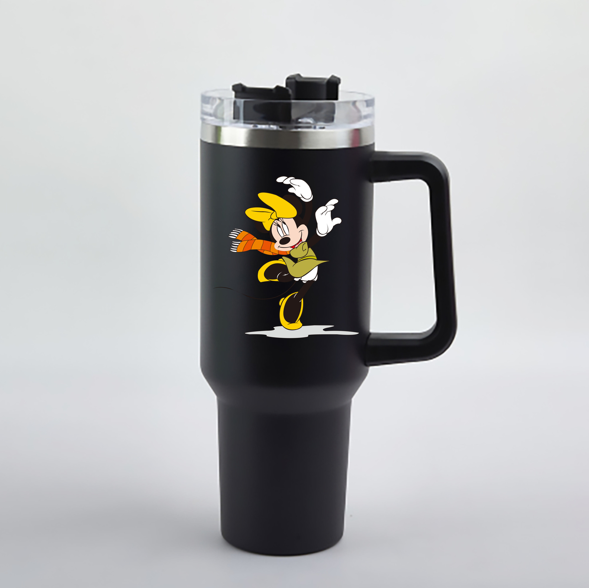 （画像用） ミッキーマウス Mickey Mouse 1200mL車用タンブラー - クリスタルステッカー（プラスチックストロー付き）