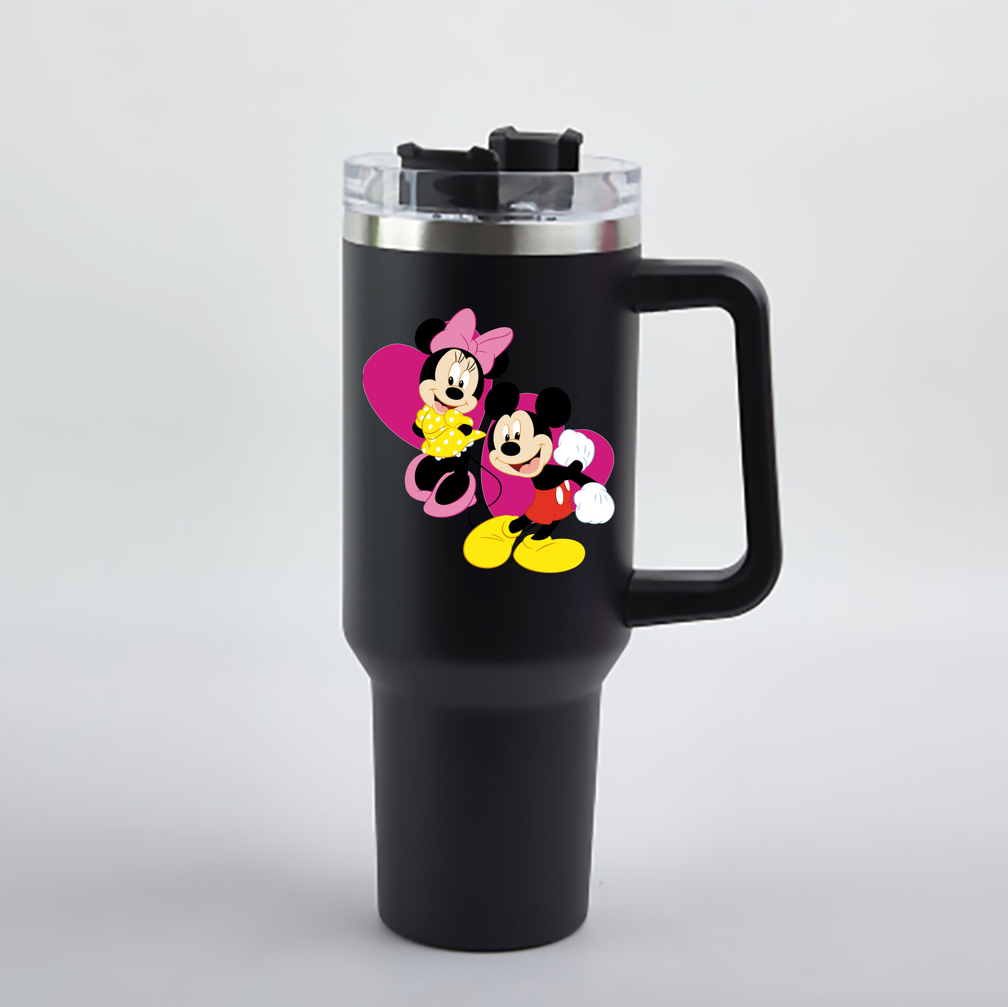 （画像用） ミッキーマウス Mickey Mouse 1200mL車用タンブラー - クリスタルステッカー（プラスチックストロー付き）