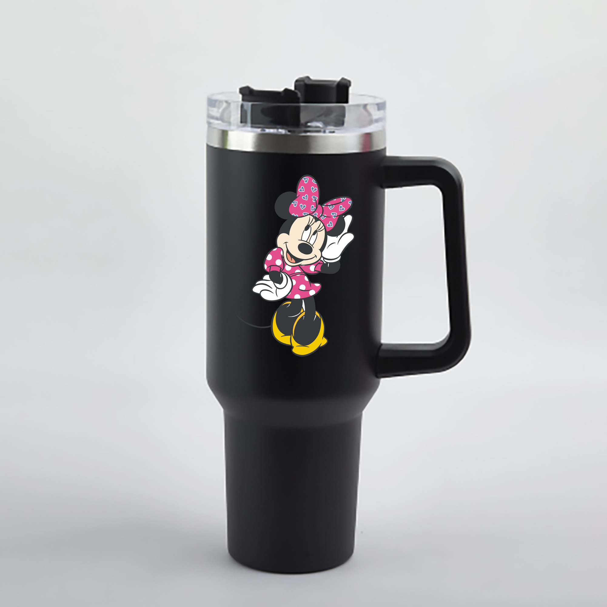 （画像用） ミッキーマウス Mickey Mouse 1200mL車用タンブラー - クリスタルステッカー（プラスチックストロー付き）