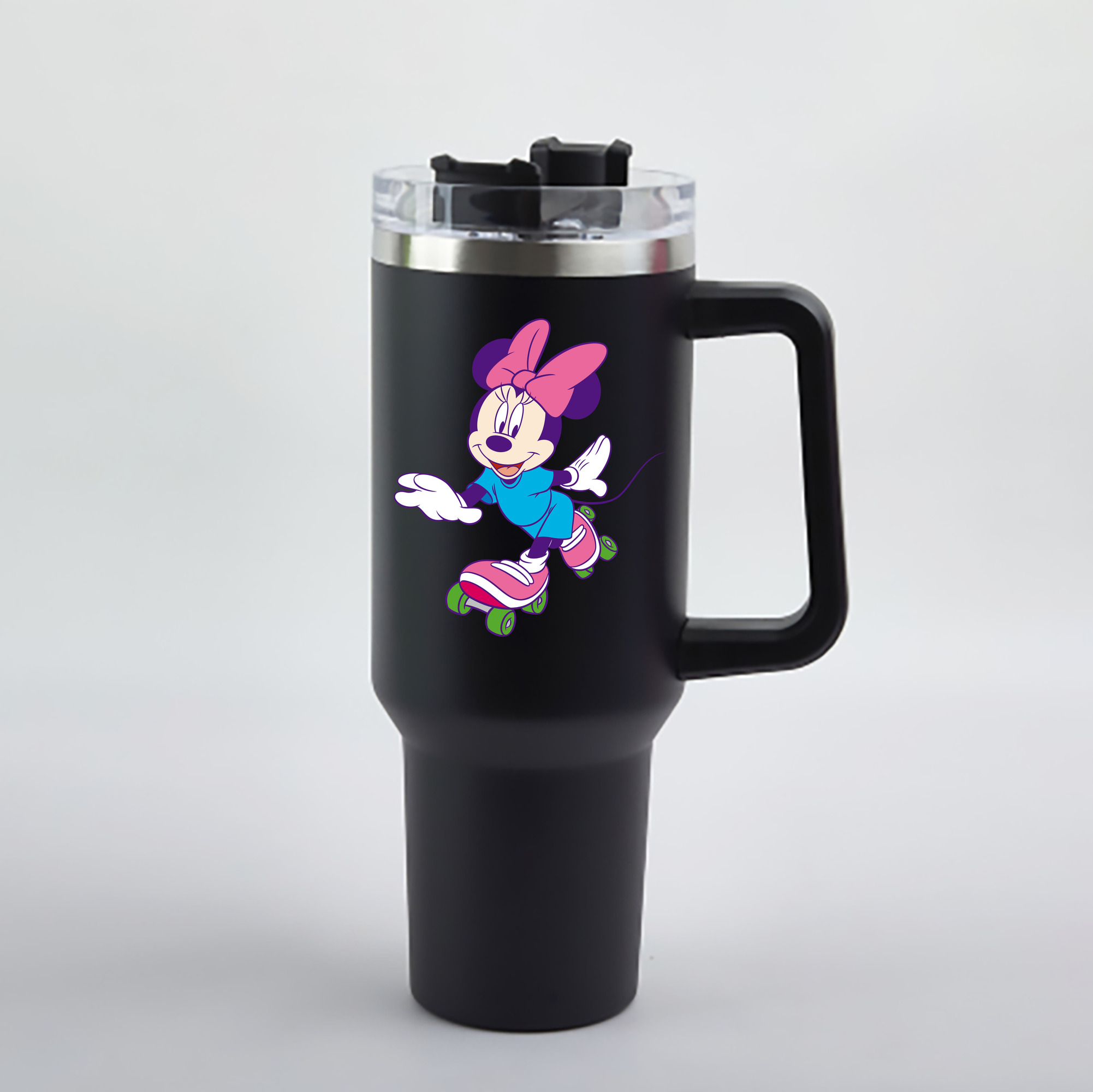 ミッキーマウス Mickey Mouse 1200mL車用タンブラー - クリスタルステッカー（プラスチックストロー付き）