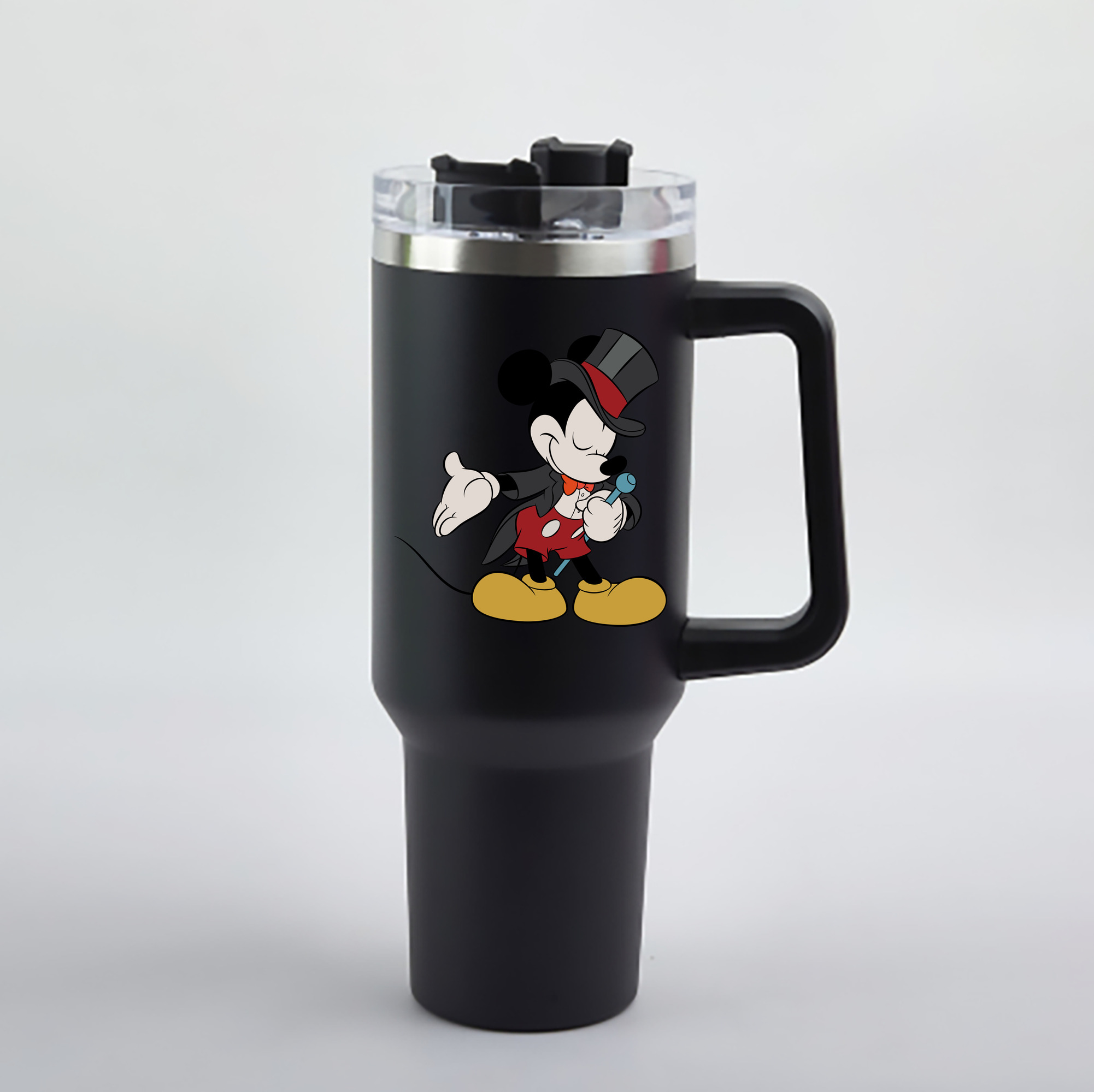 （画像用） ミッキーマウス Mickey Mouse 1200mL車用タンブラー - クリスタルステッカー（プラスチックストロー付き）