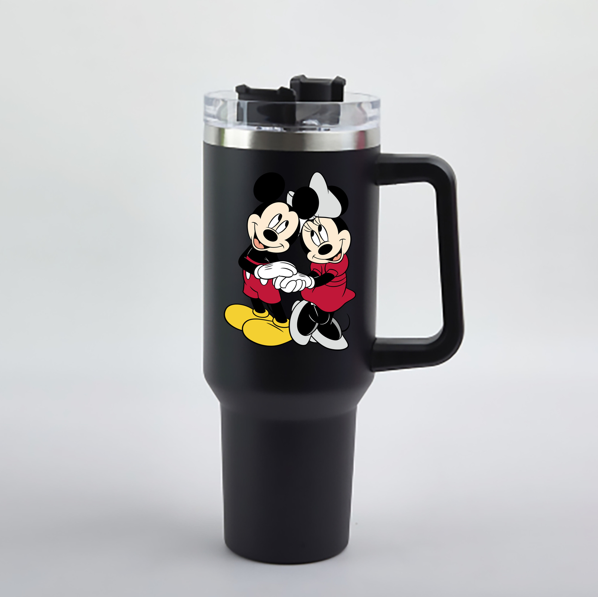 （画像用） ミッキーマウス Mickey Mouse 1200mL車用タンブラー - クリスタルステッカー（プラスチックストロー付き）