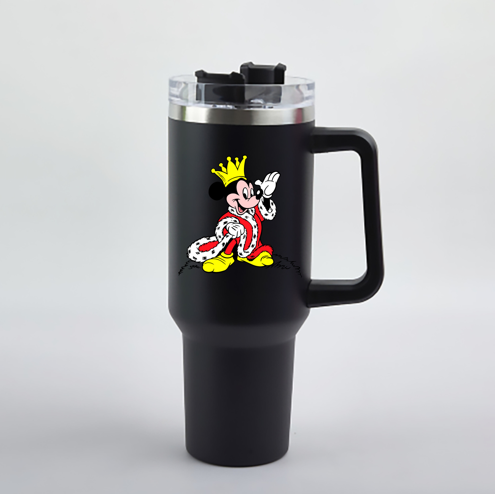 （画像用） ミッキーマウス Mickey Mouse 1200mL車用タンブラー - クリスタルステッカー（プラスチックストロー付き）