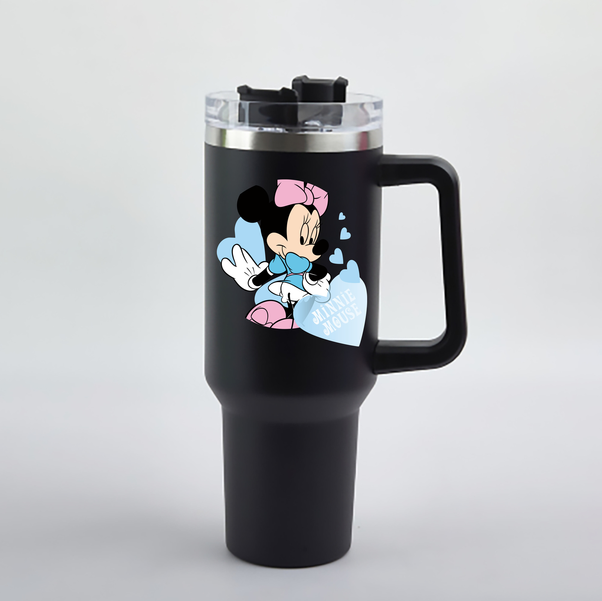 （画像用） ミッキーマウス Mickey Mouse 1200mL車用タンブラー - クリスタルステッカー（プラスチックストロー付き）