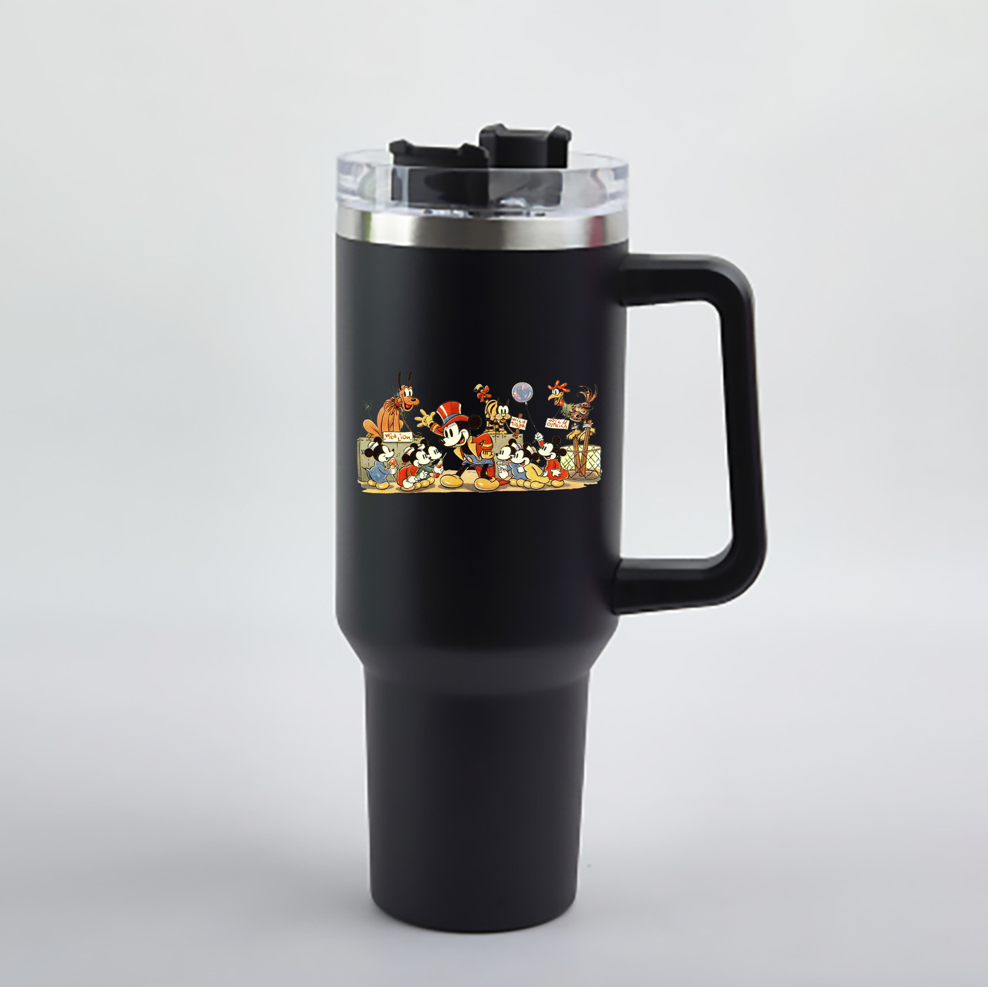 （画像用） ミッキーマウス Mickey Mouse 1200mL車用タンブラー - クリスタルステッカー（プラスチックストロー付き）