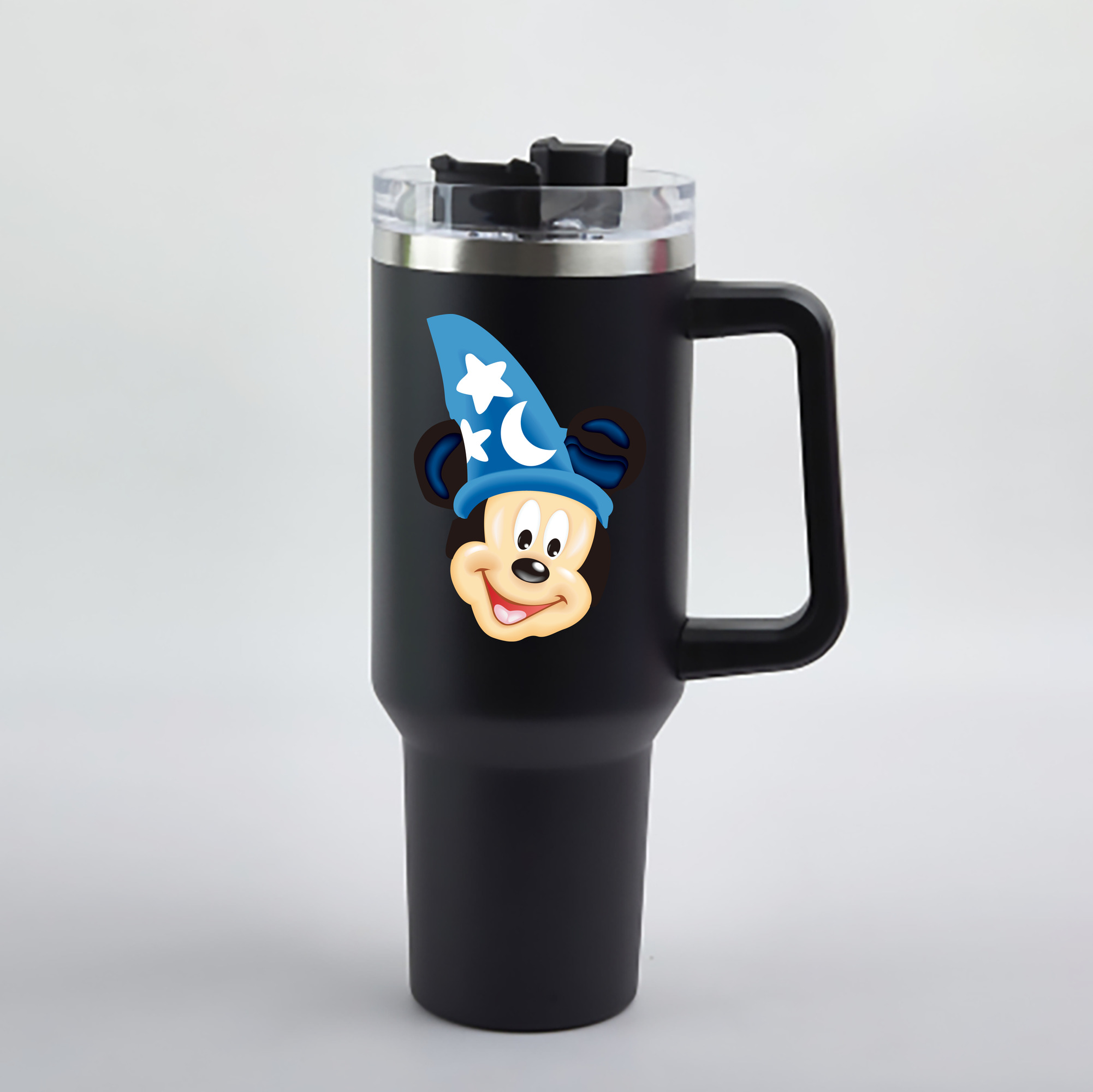 （画像用） ミッキーマウス Mickey Mouse 1200mL車用タンブラー - クリスタルステッカー（プラスチックストロー付き）