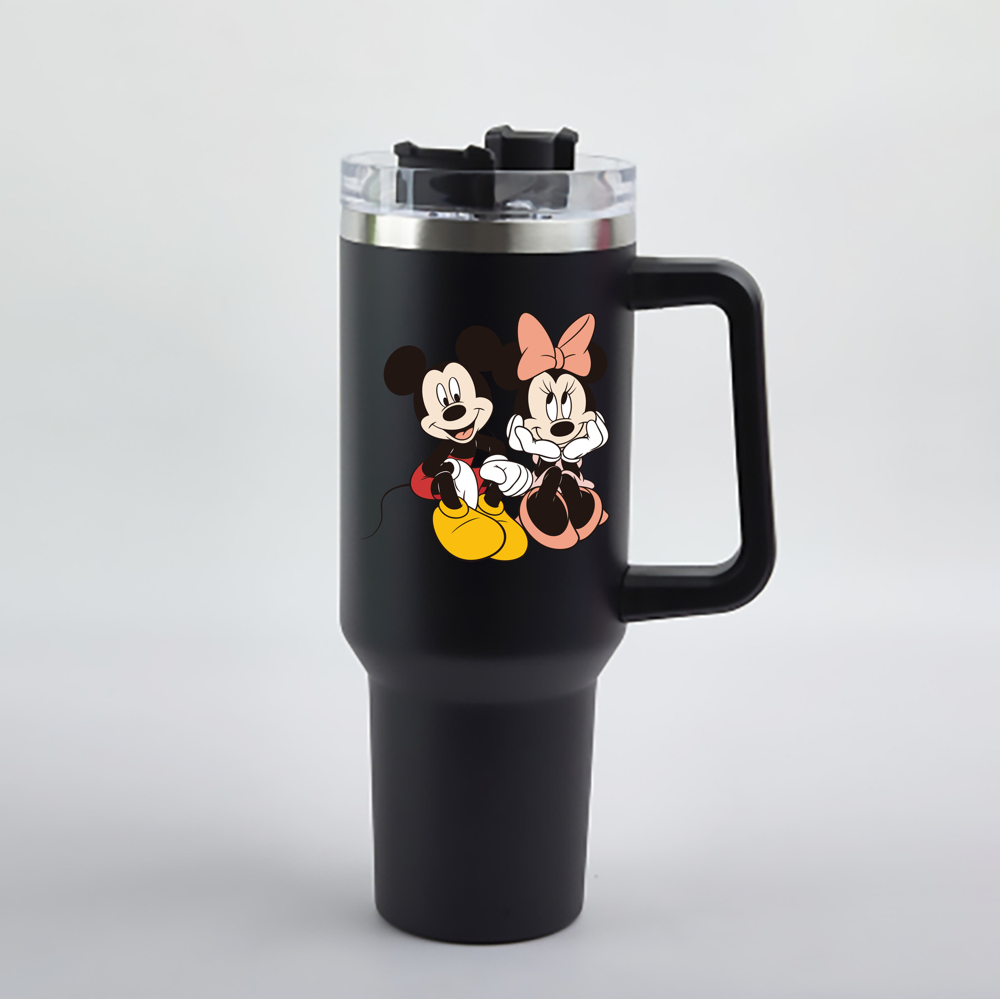（画像用） ミッキーマウス Mickey Mouse 1200mL車用タンブラー - クリスタルステッカー（プラスチックストロー付き）
