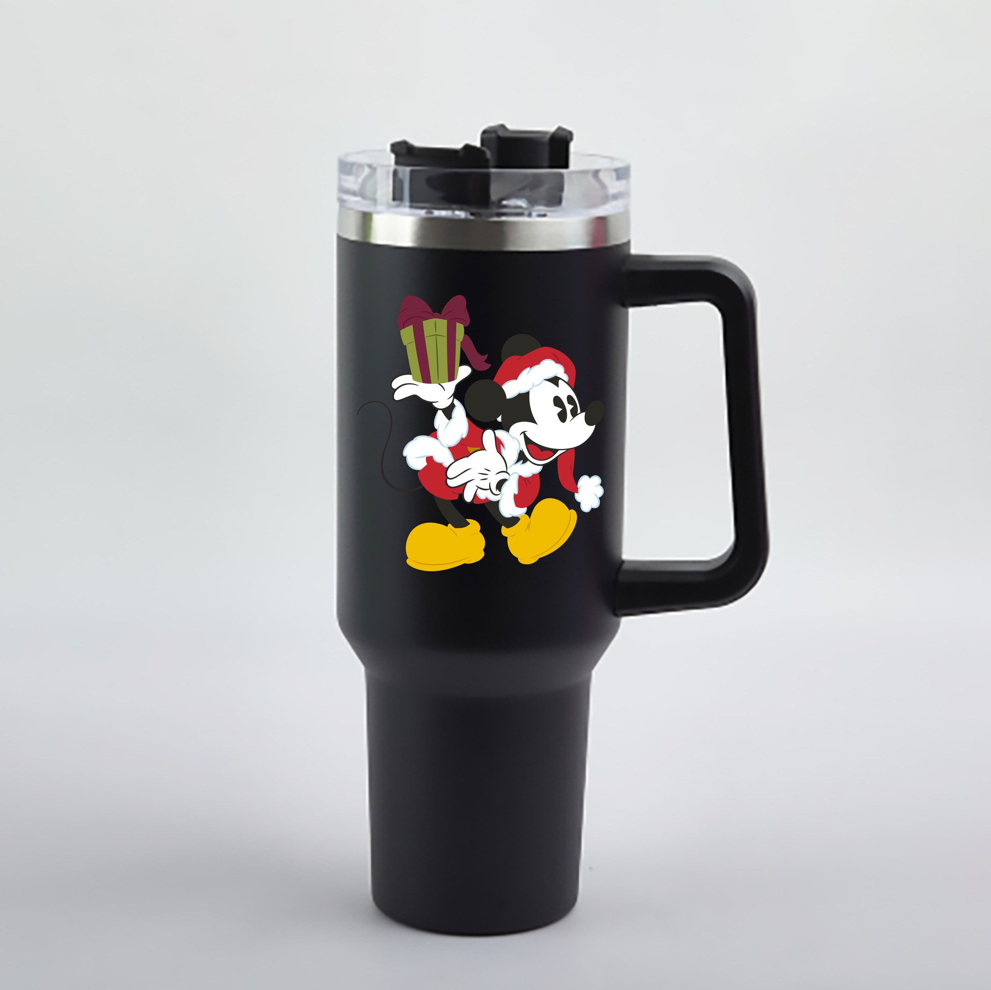 （画像用） ミッキーマウス Mickey Mouse 1200mL車用タンブラー - クリスタルステッカー（プラスチックストロー付き）
