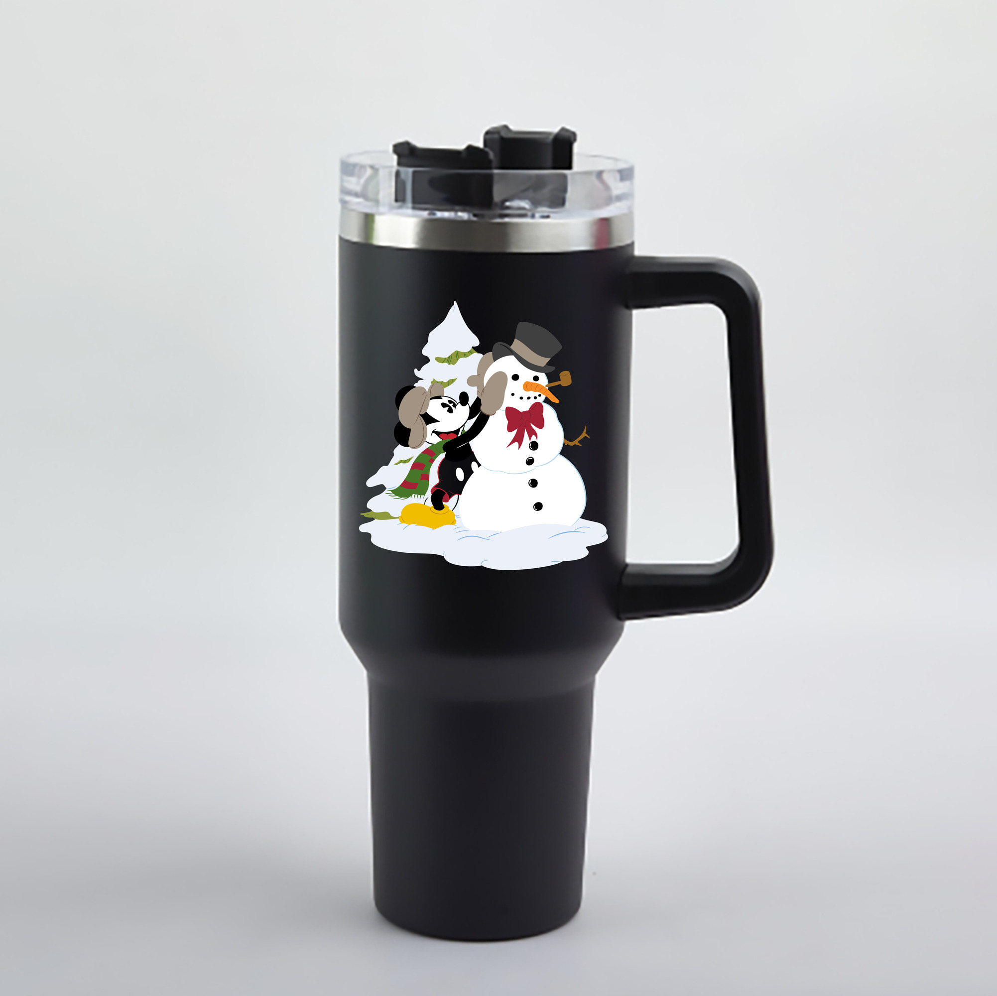 （画像用） ミッキーマウス Mickey Mouse 1200mL車用タンブラー - クリスタルステッカー（プラスチックストロー付き）