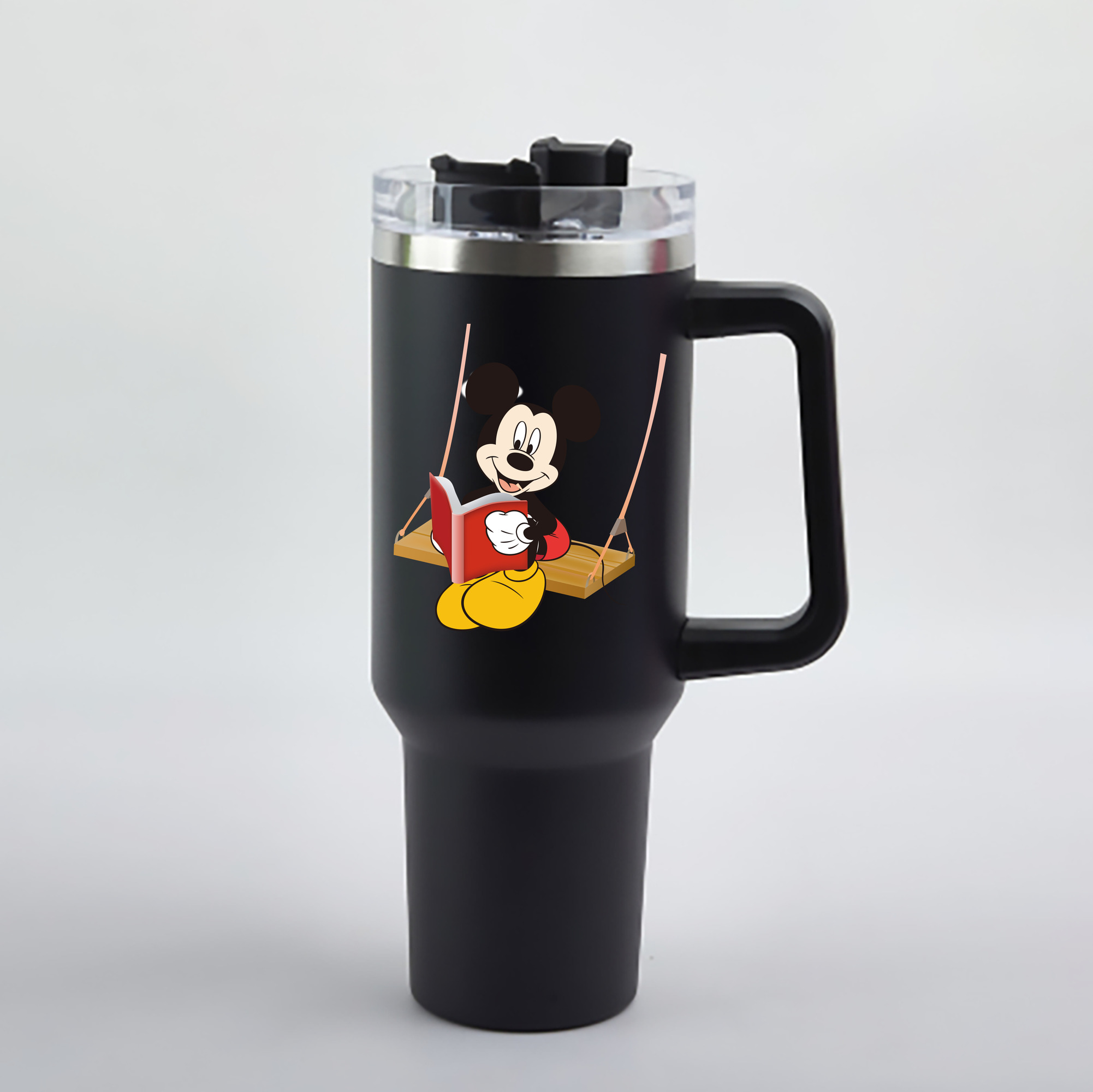 （画像用） ミッキーマウス Mickey Mouse 1200mL車用タンブラー - クリスタルステッカー（プラスチックストロー付き）