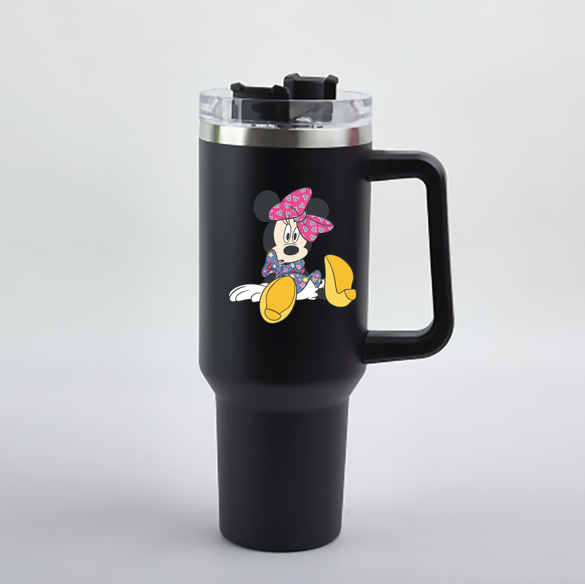 （画像用） ミッキーマウス Mickey Mouse 1200mL車用タンブラー - クリスタルステッカー（プラスチックストロー付き）