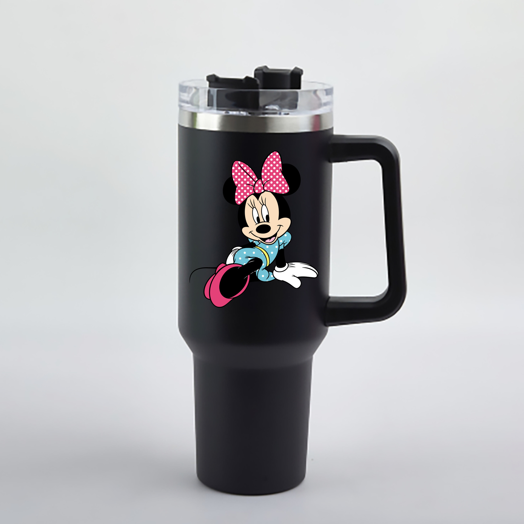 （画像用） ミッキーマウス Mickey Mouse 1200mL車用タンブラー - クリスタルステッカー（プラスチックストロー付き）
