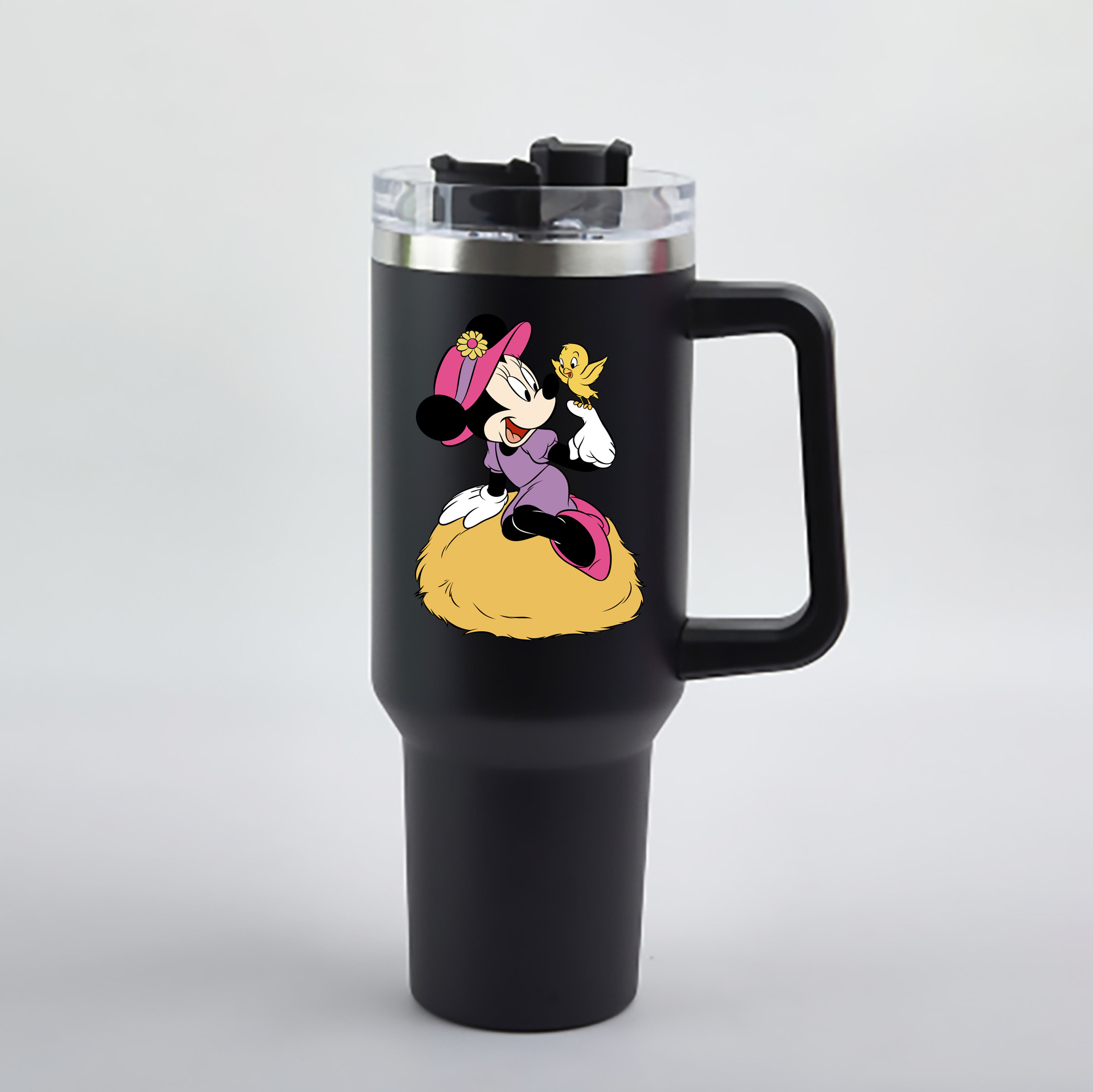 （画像用） ミッキーマウス Mickey Mouse 1200mL車用タンブラー - クリスタルステッカー（プラスチックストロー付き）