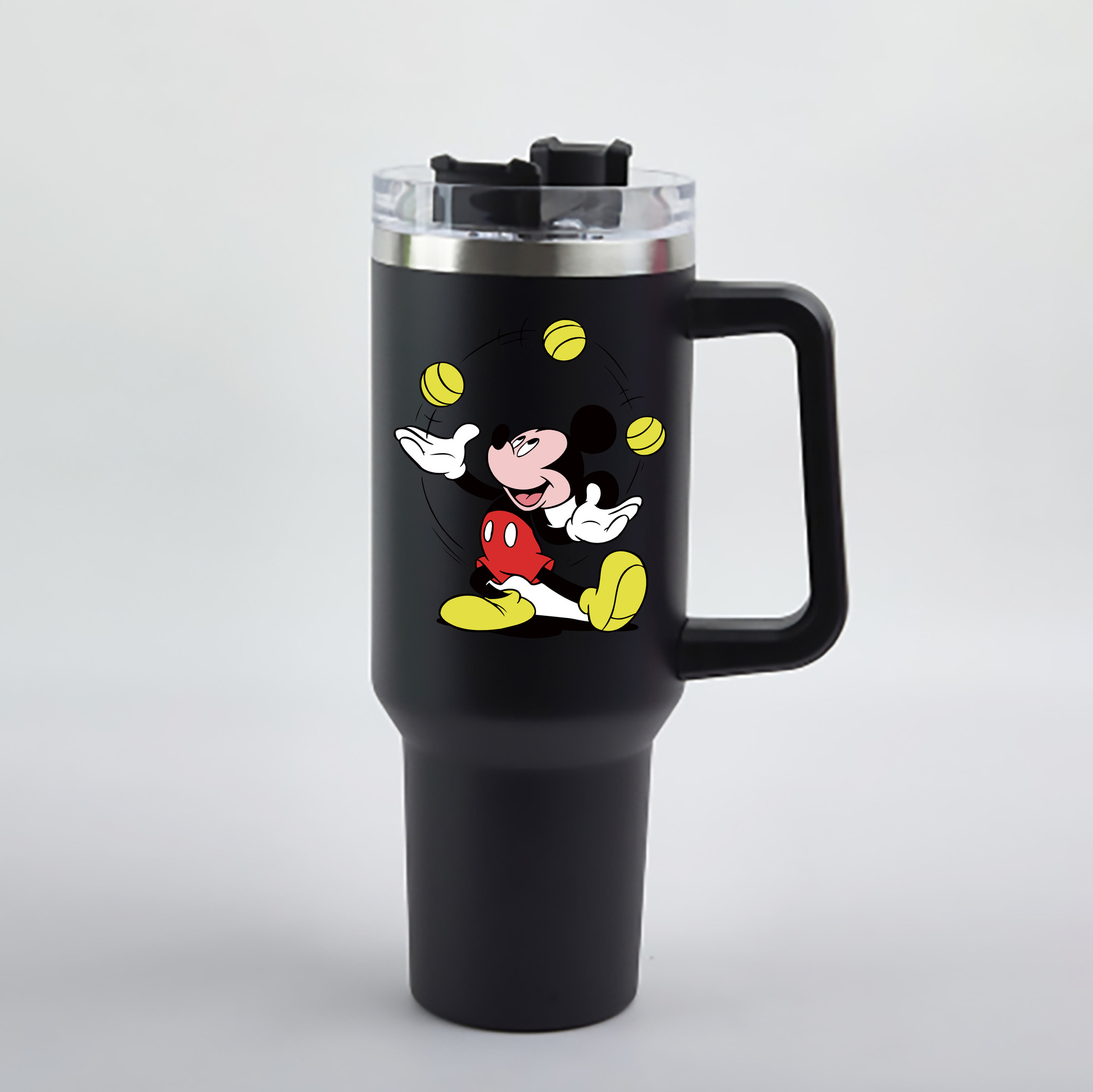 （画像用） ミッキーマウス Mickey Mouse 1200mL車用タンブラー - クリスタルステッカー（プラスチックストロー付き）