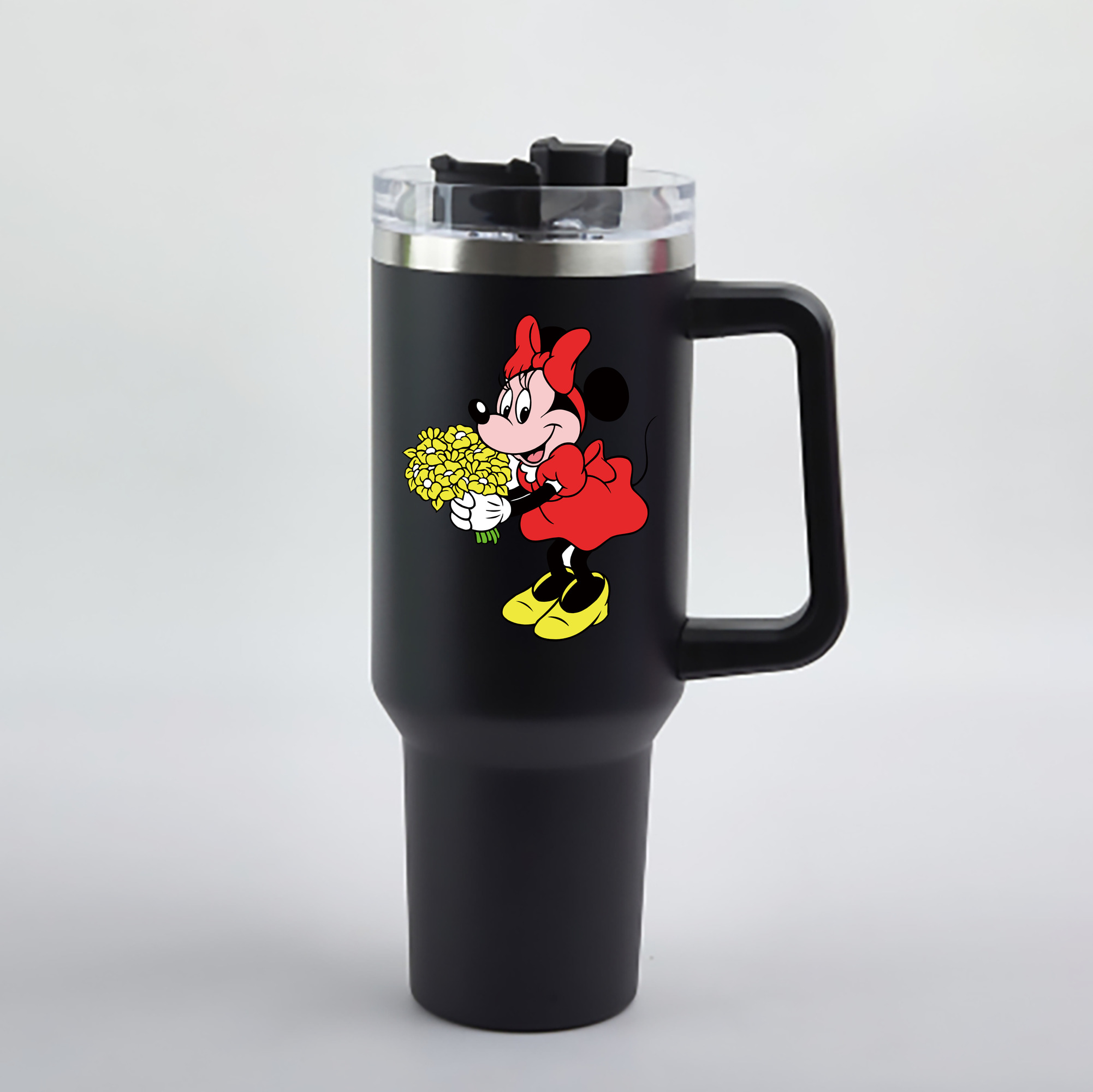 （画像用） ミッキーマウス Mickey Mouse 1200mL車用タンブラー - クリスタルステッカー（プラスチックストロー付き）