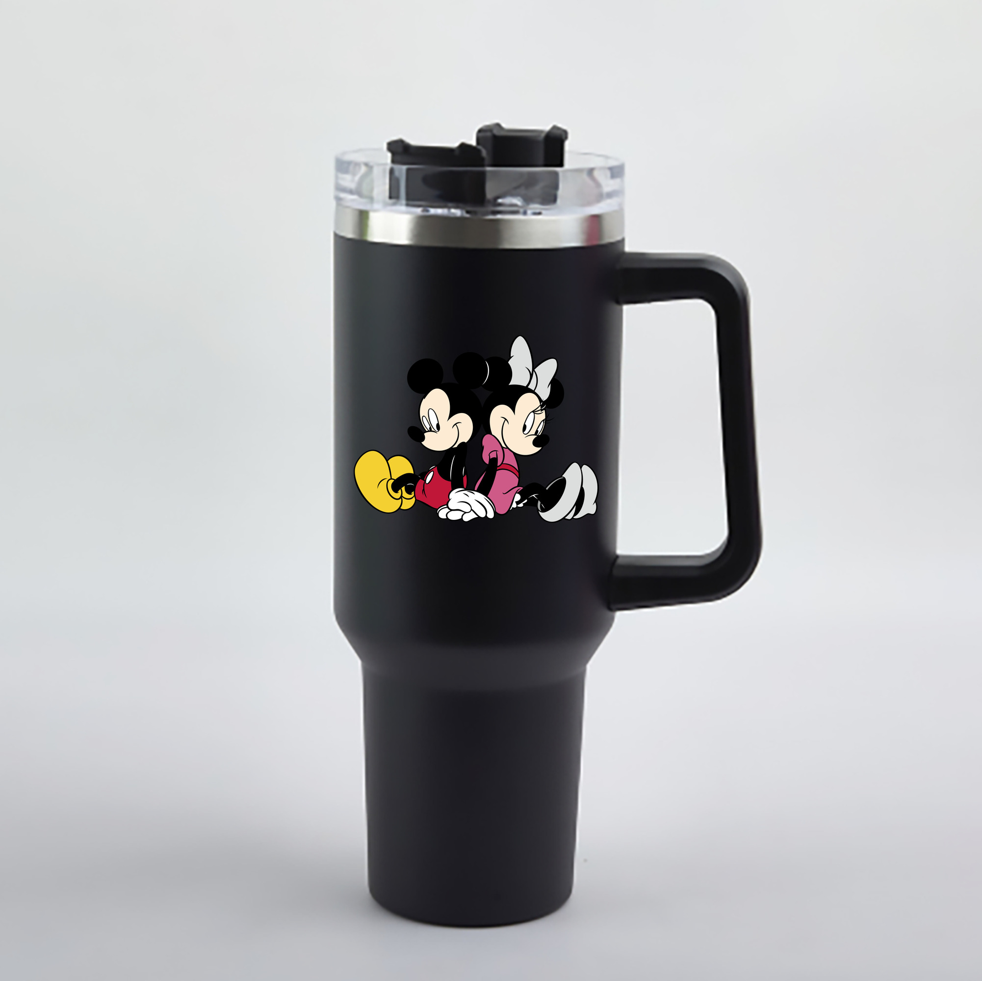 （画像用） ミッキーマウス Mickey Mouse 1200mL車用タンブラー - クリスタルステッカー（プラスチックストロー付き）