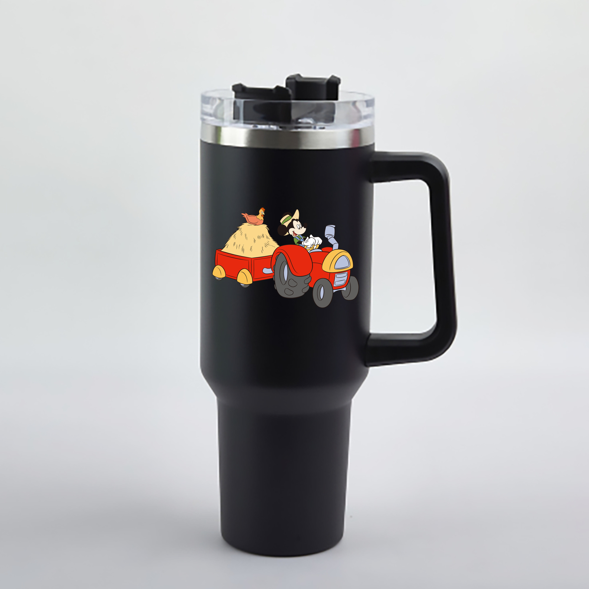 （画像用） ミッキーマウス Mickey Mouse 1200mL車用タンブラー - クリスタルステッカー（プラスチックストロー付き）