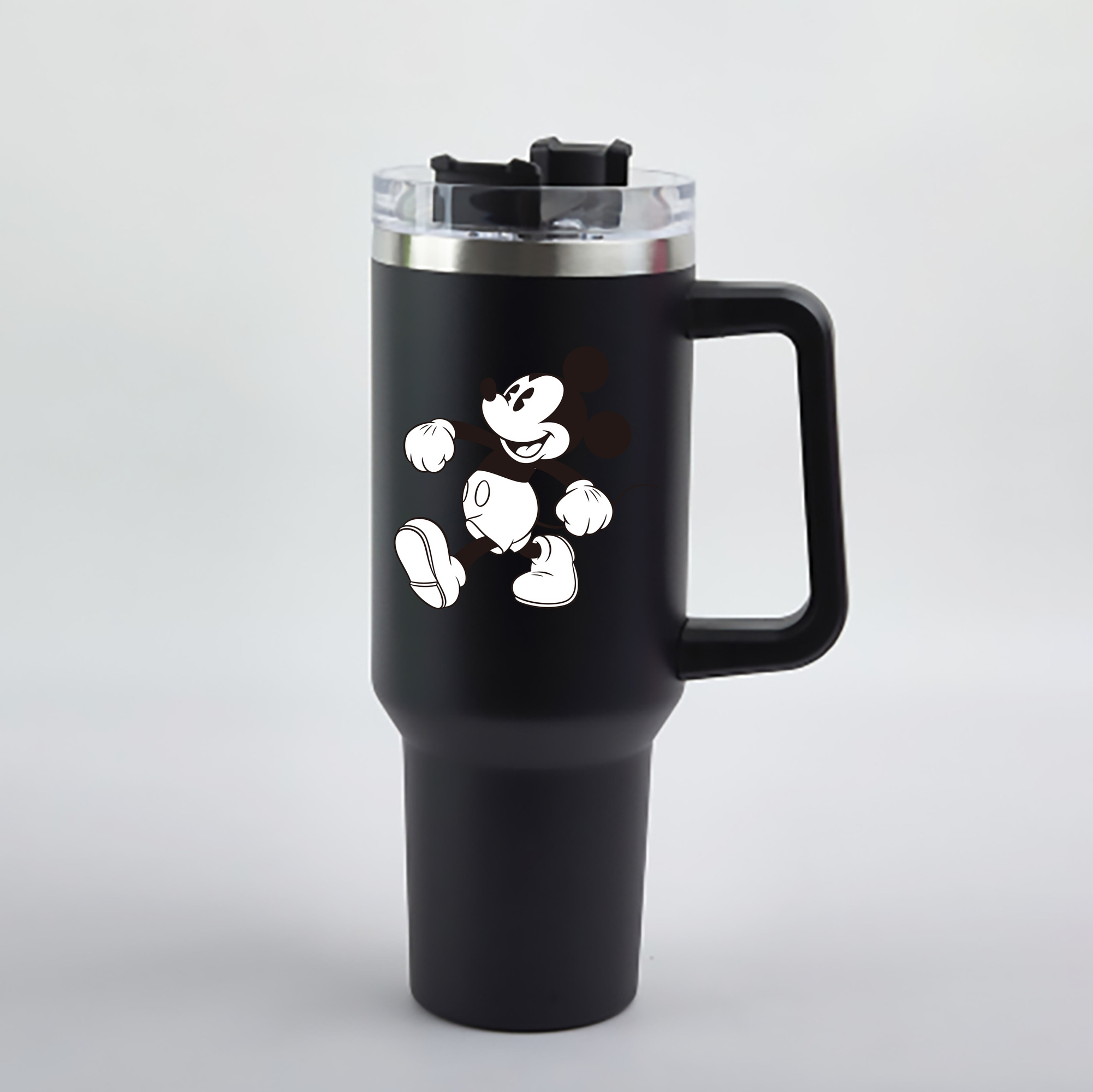 （画像用） ミッキーマウス Mickey Mouse 1200mL車用タンブラー - クリスタルステッカー（プラスチックストロー付き）